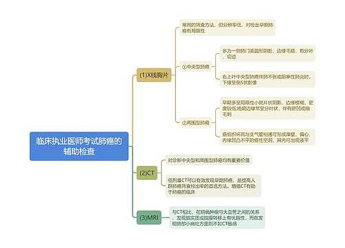 临床执业医师考试肺癌的辅助检查思维导图