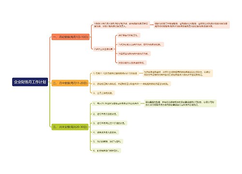 企业财务月工作计划思维导图思维导图