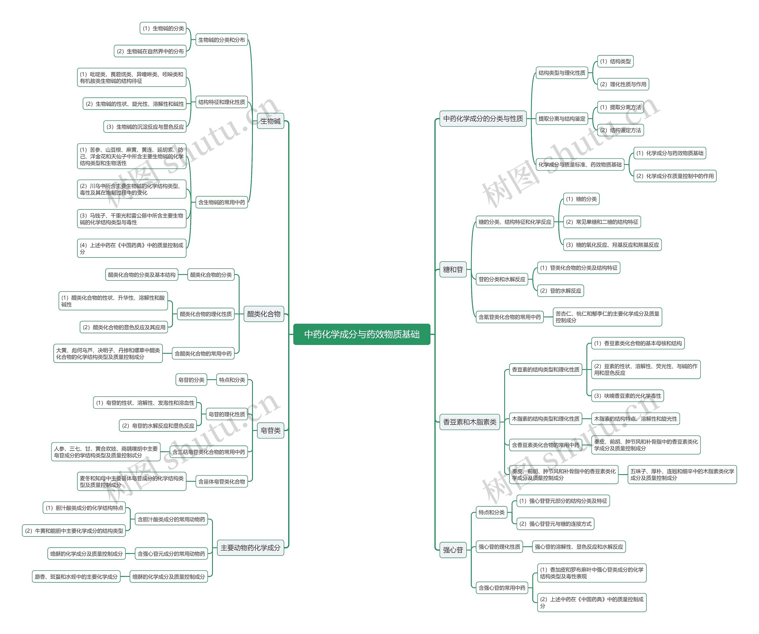 中药化学成分与药效物质基础思维导图
