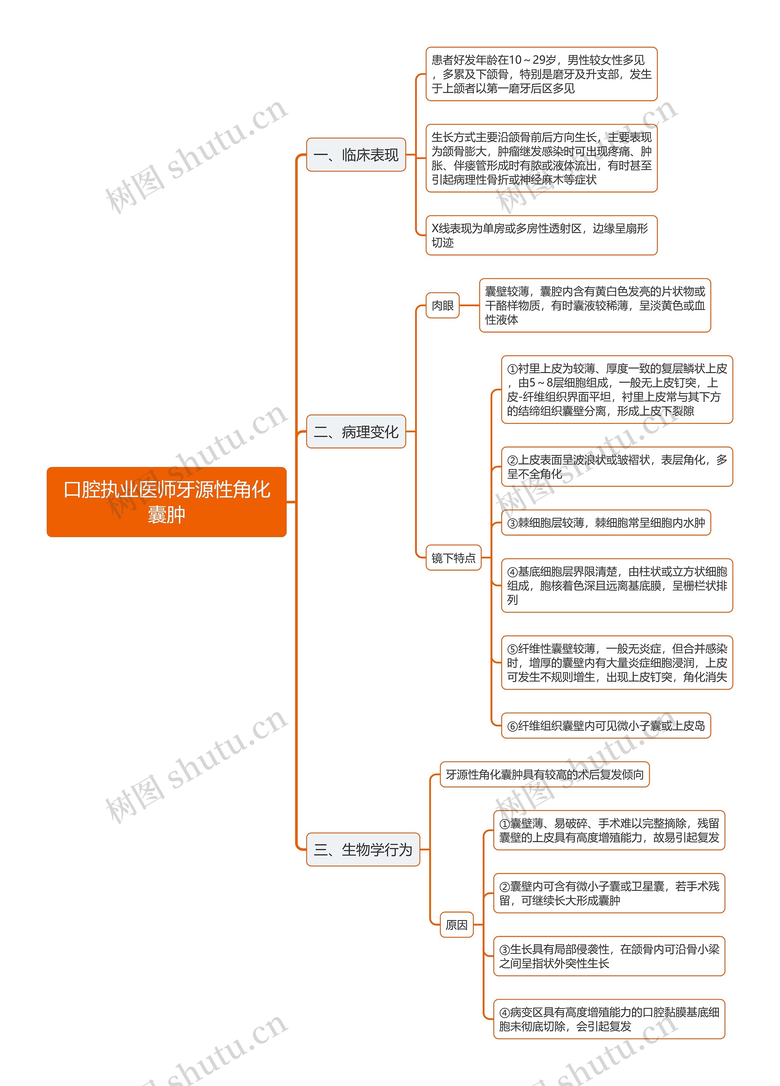 口腔执业医师牙源性角化囊肿思维导图