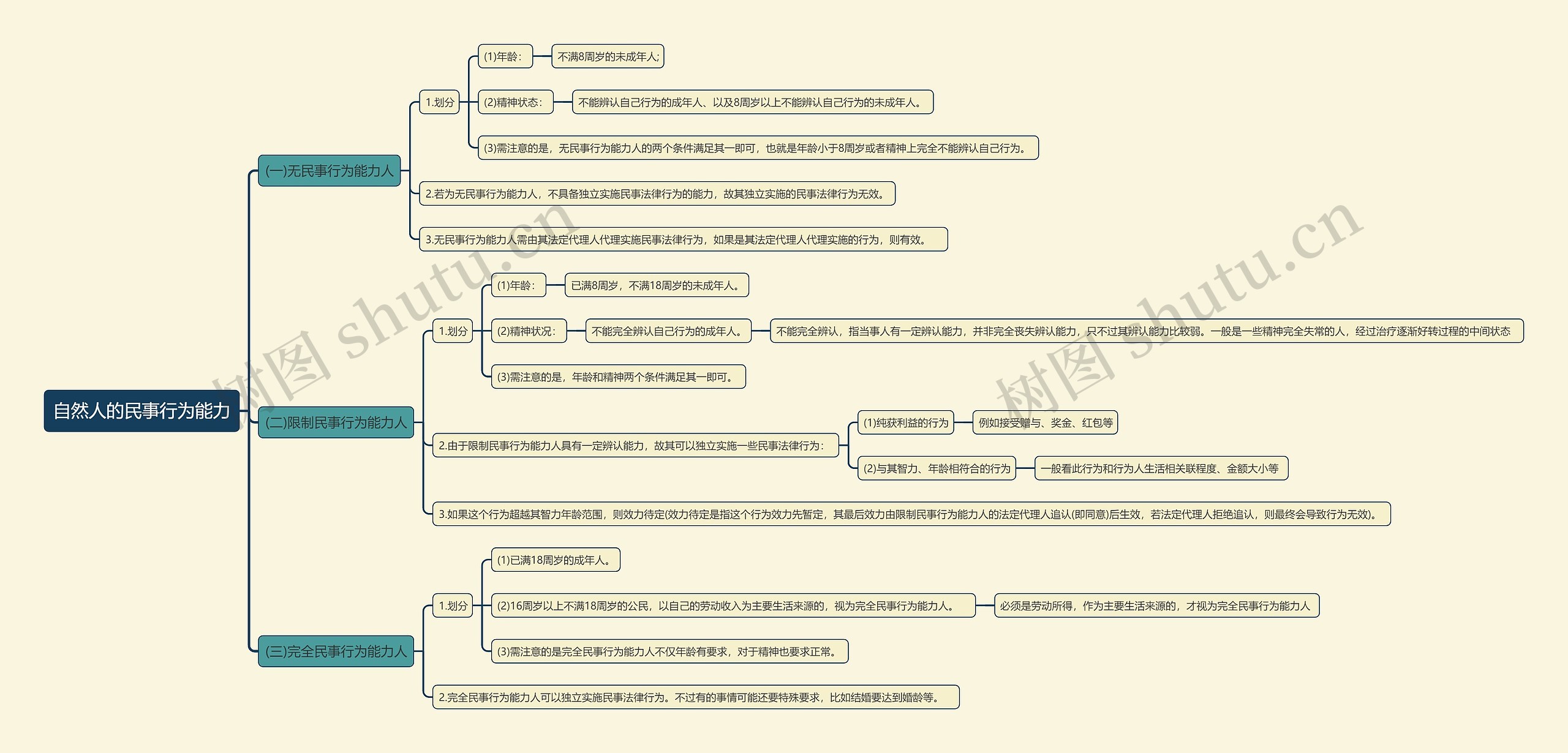 自然人的民事行为能力思维导图