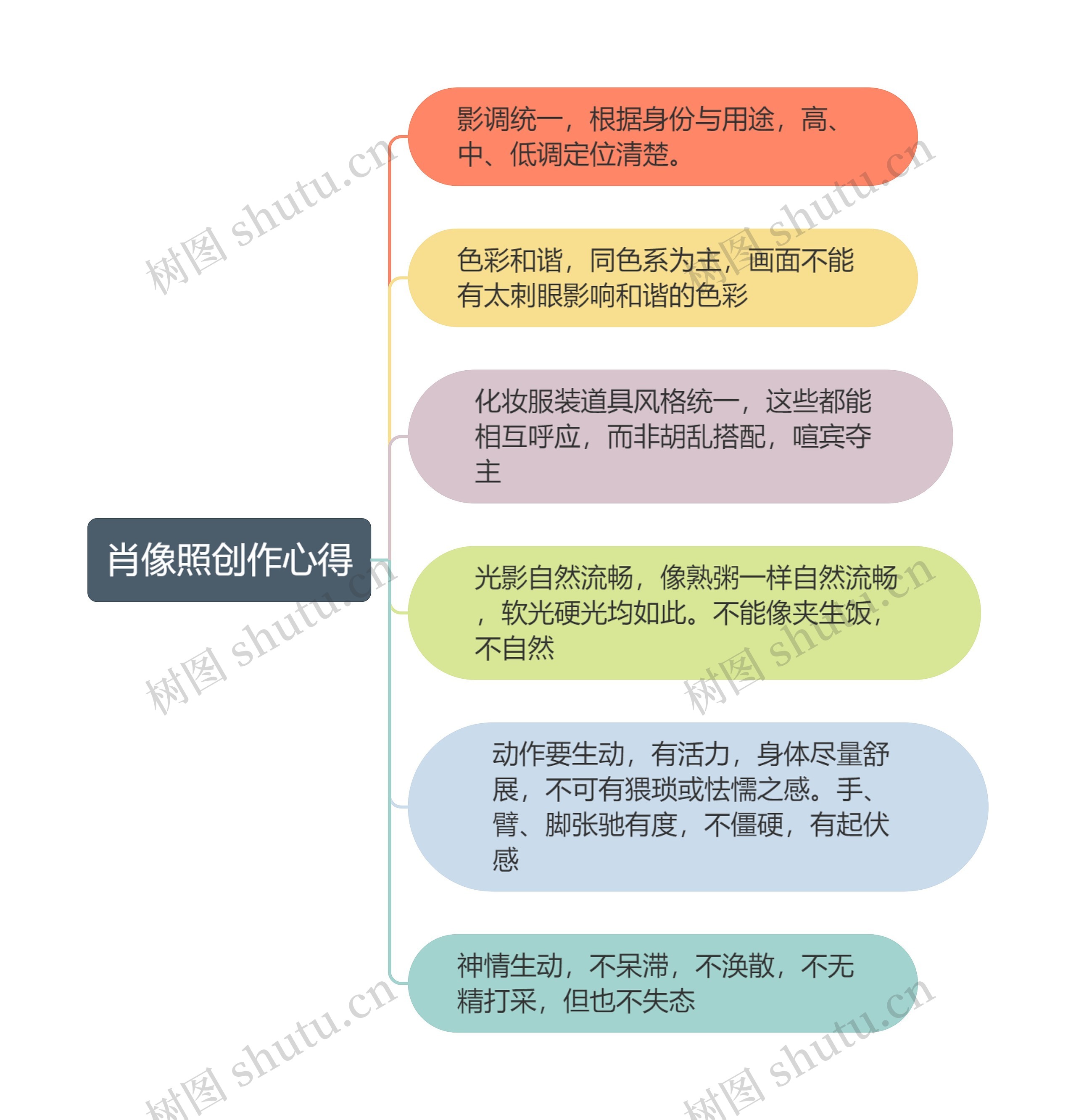 肖像照创作心得思维导图