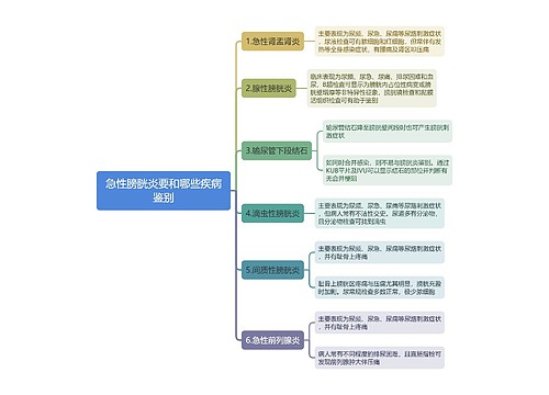 急性膀胱炎要和哪些疾病鉴别思维导图