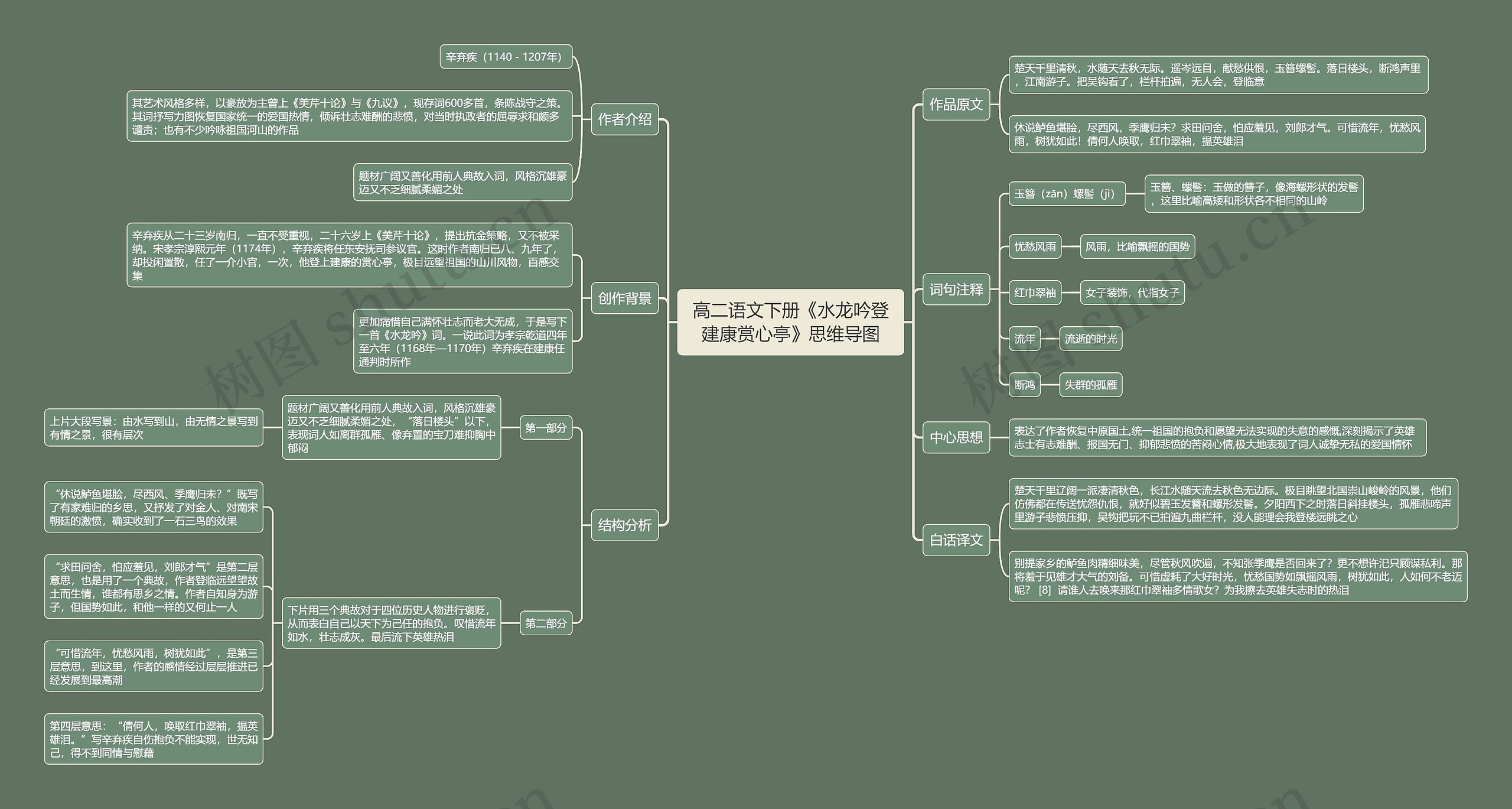 高二语文下册《水龙吟登建康赏心亭》思维导图