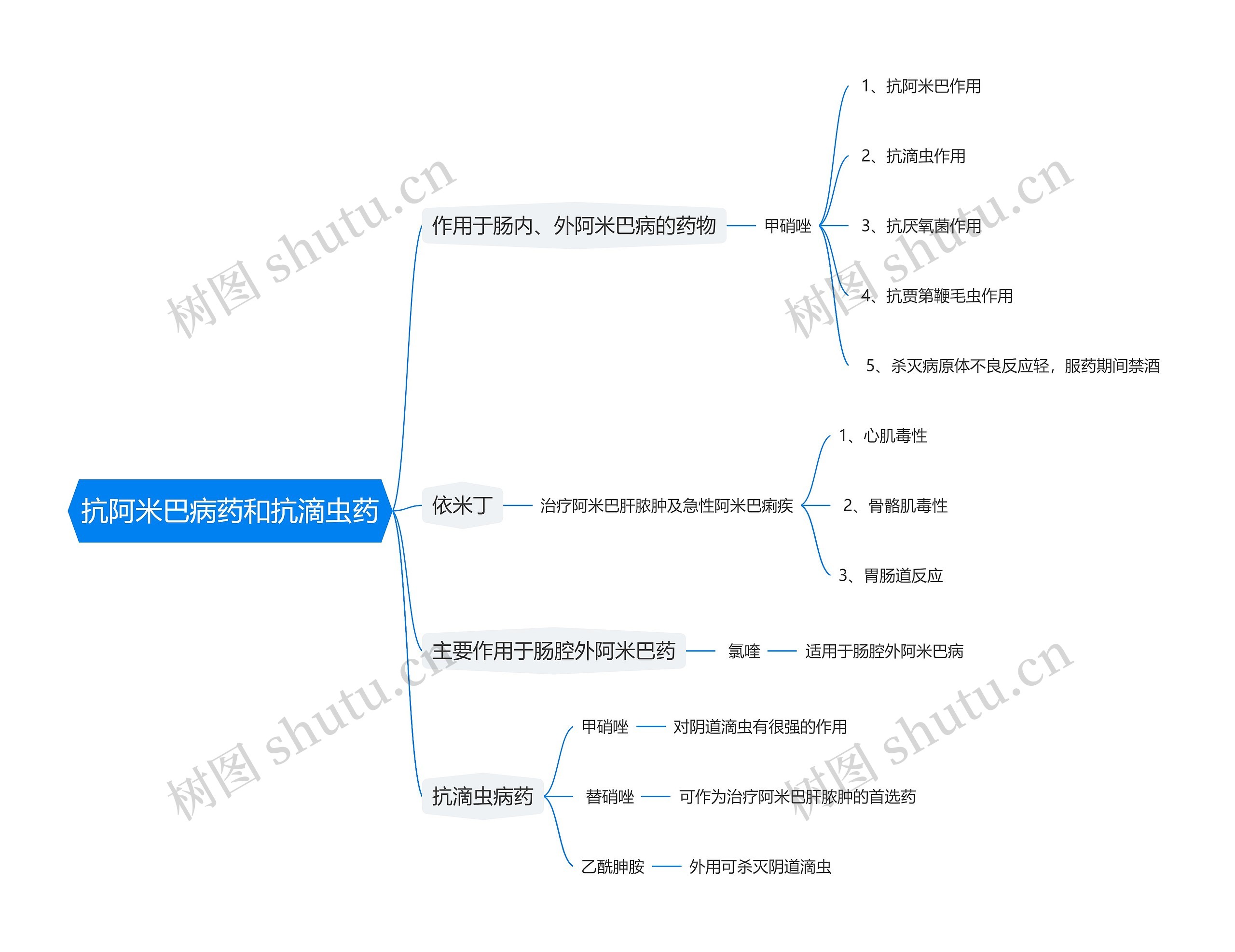 抗阿米巴病药和抗滴虫药思维导图