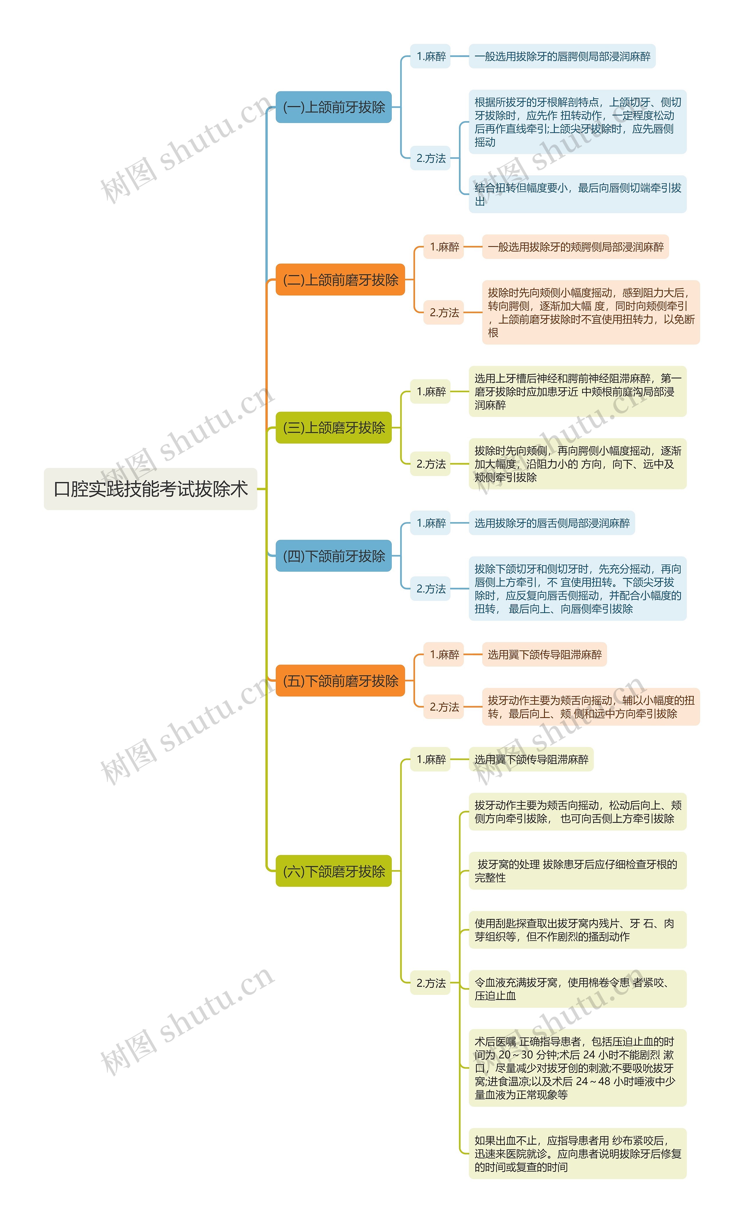 口腔实践技能考试拔除术思维导图