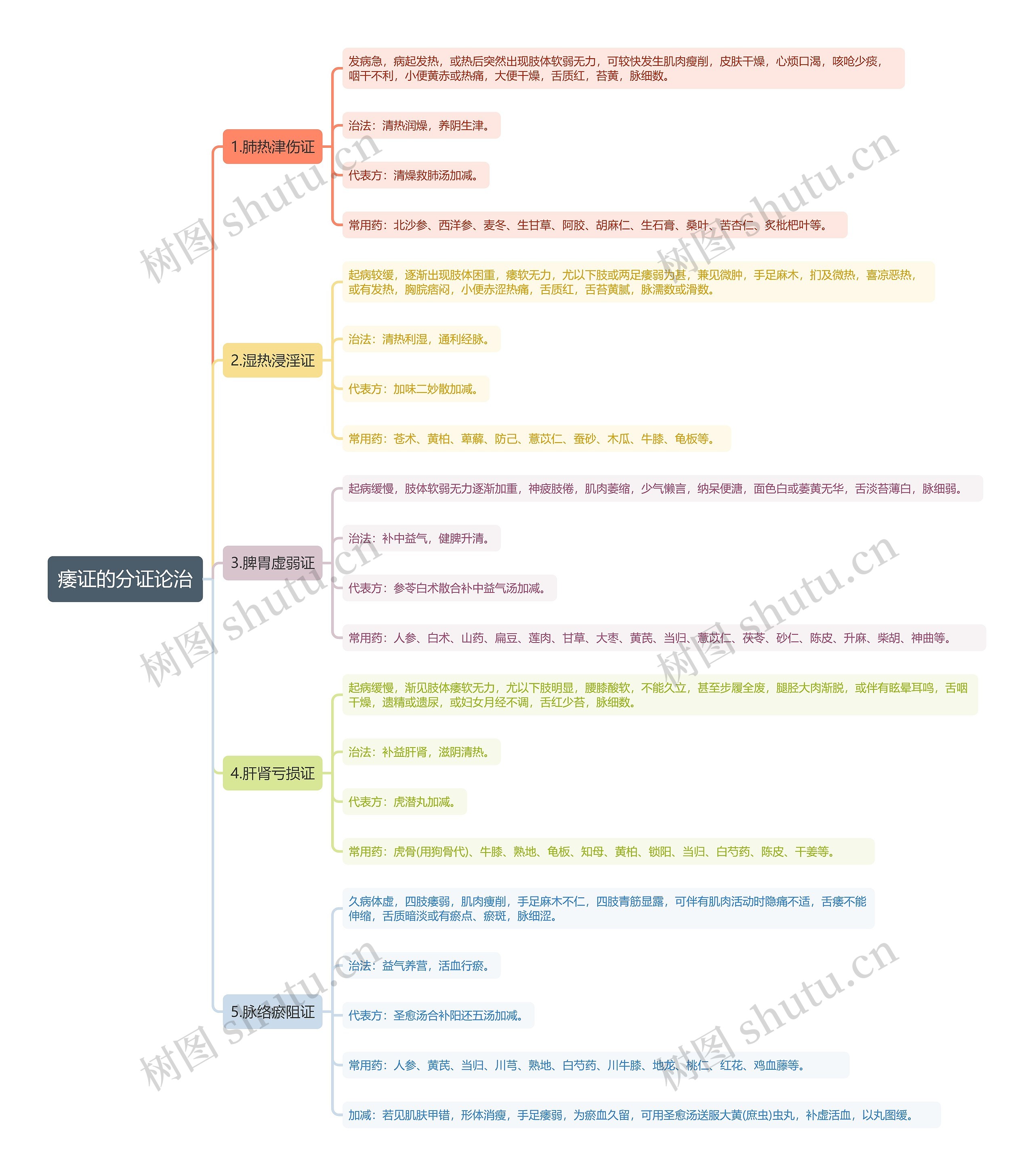 痿证的分证论治思维导图