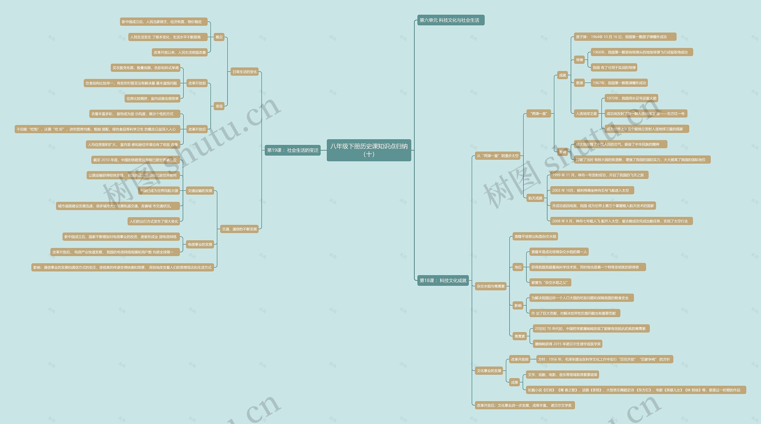 八年级下册历史课知识点归纳（十）思维导图