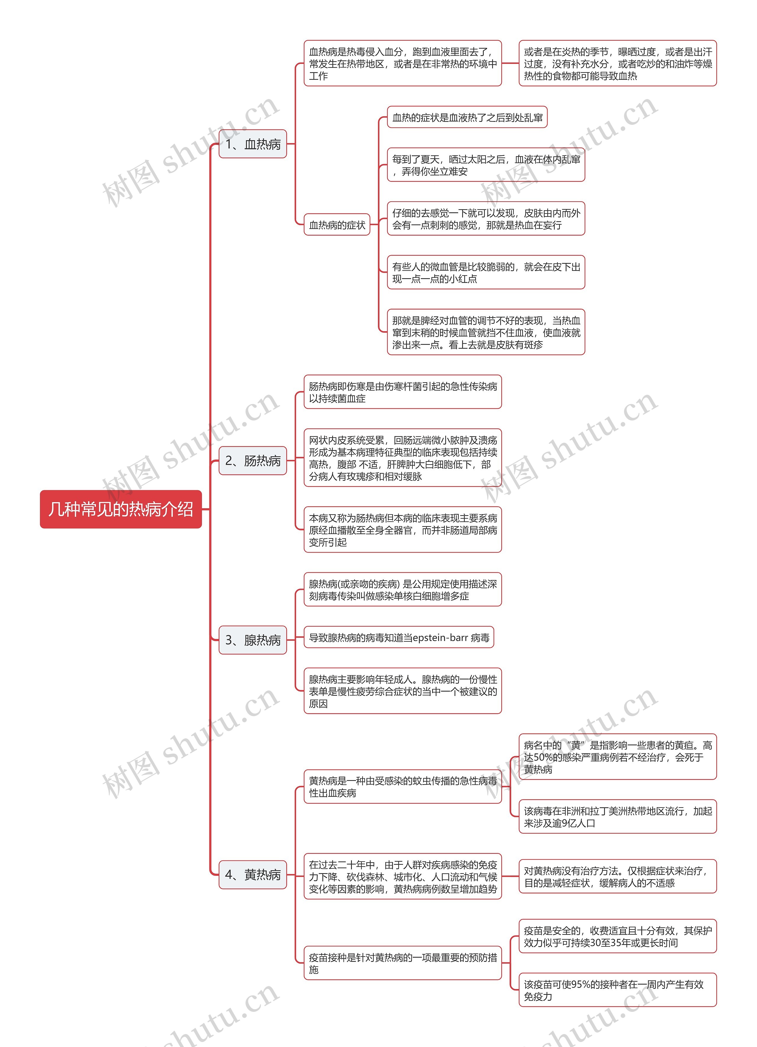 几种常见的热病介绍思维导图 几种常见的热病介绍思维导图
