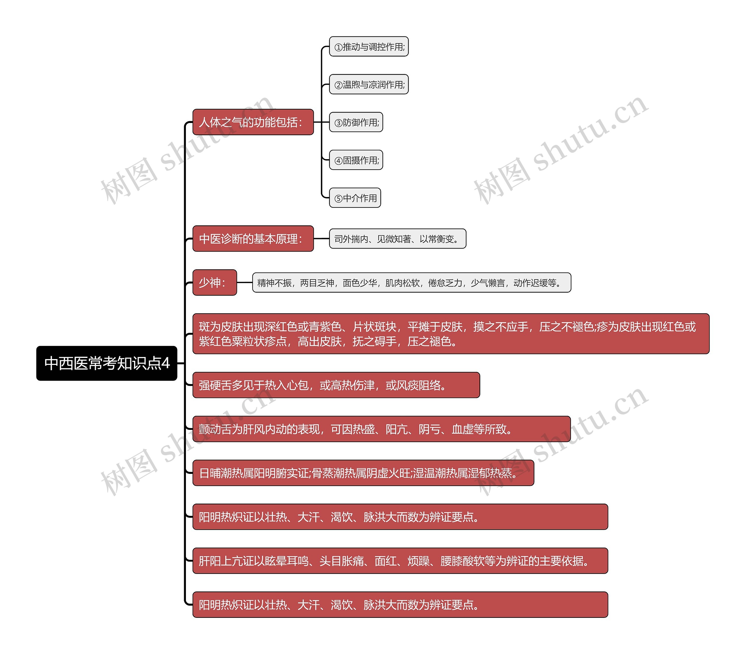 中西医常考知识点4思维导图