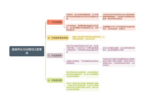 健康养生月经期间注意事项思维导图