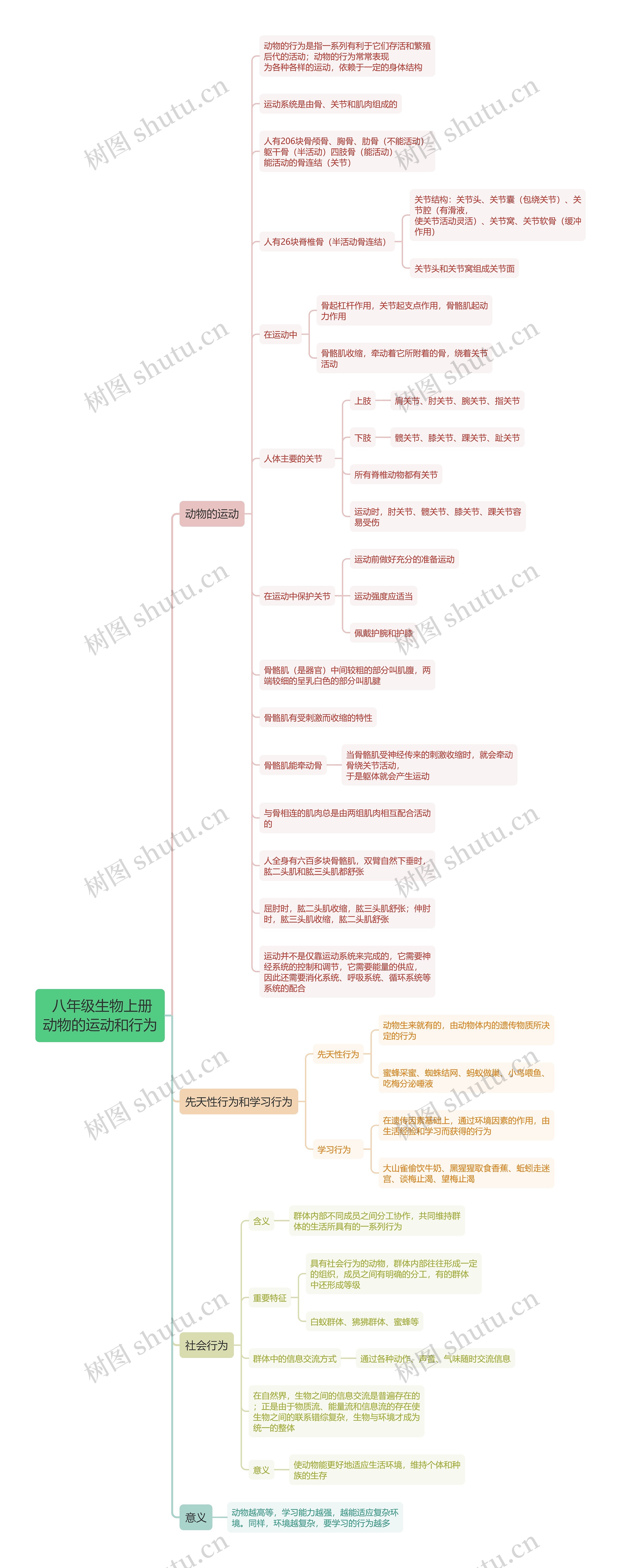 人教版八年级生物上册第二章思维导图