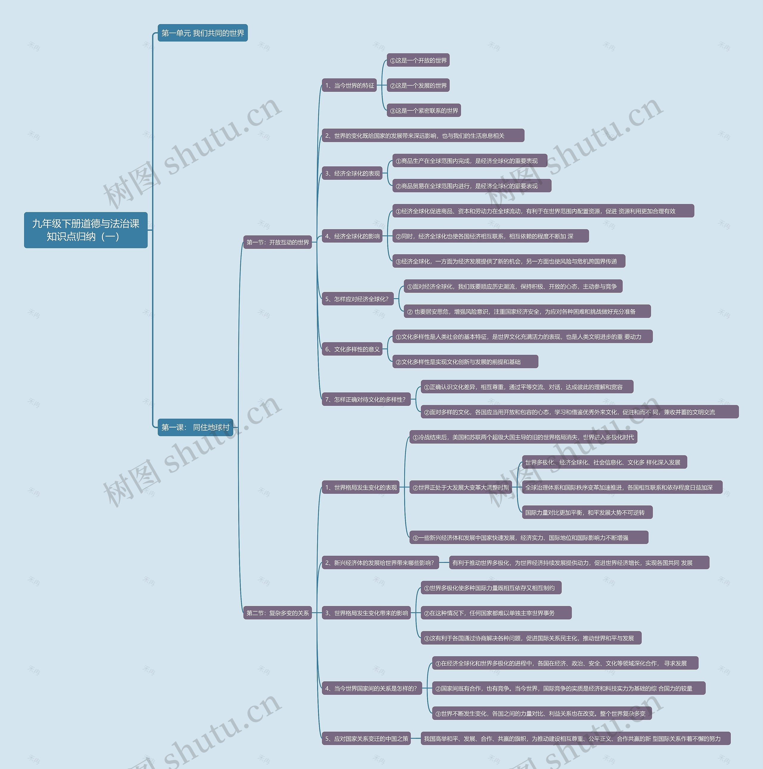 九年级下册道德与法治课知识点归纳（一）思维导图