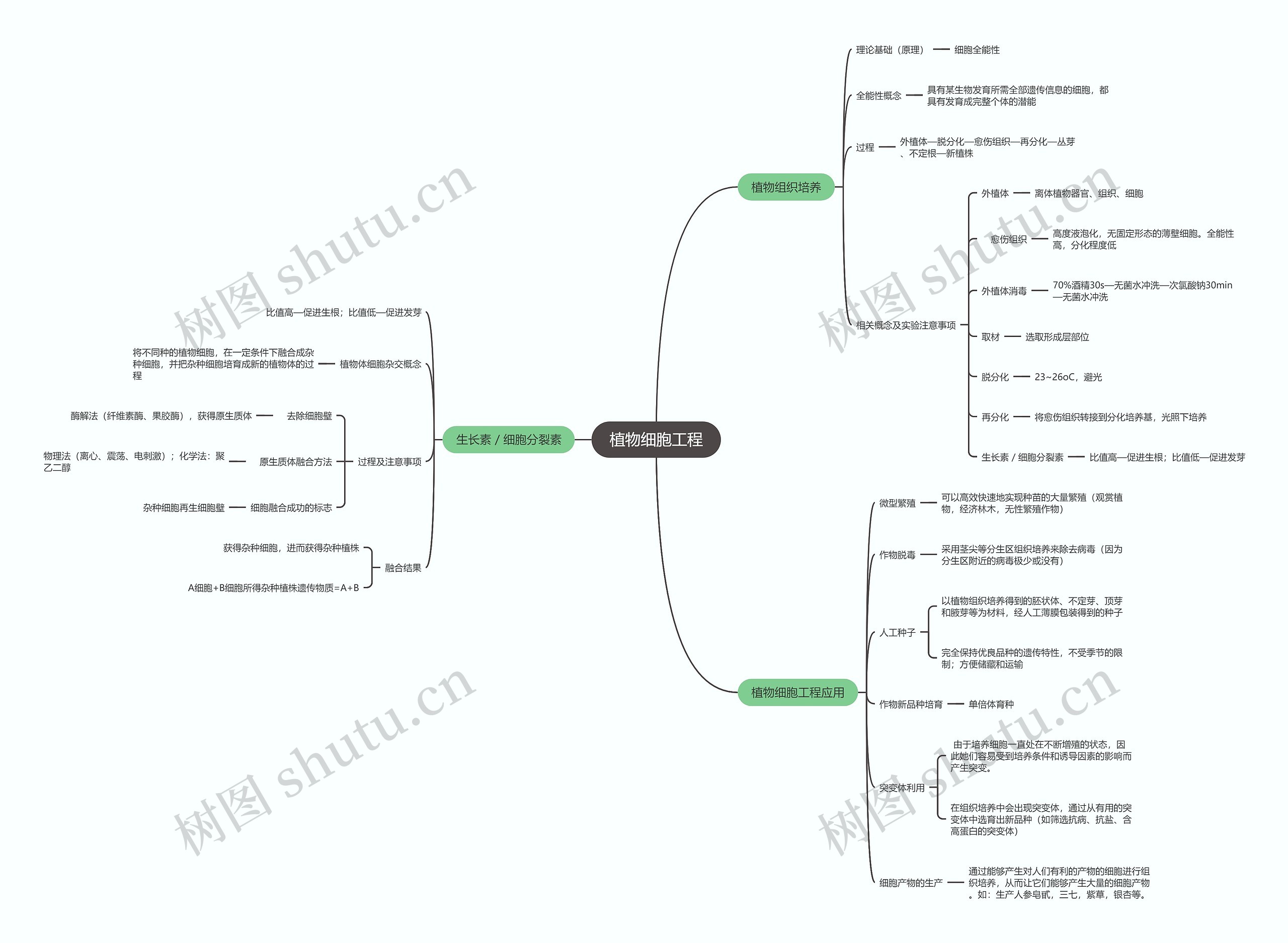 生物必修三  植物细胞工程思维导图