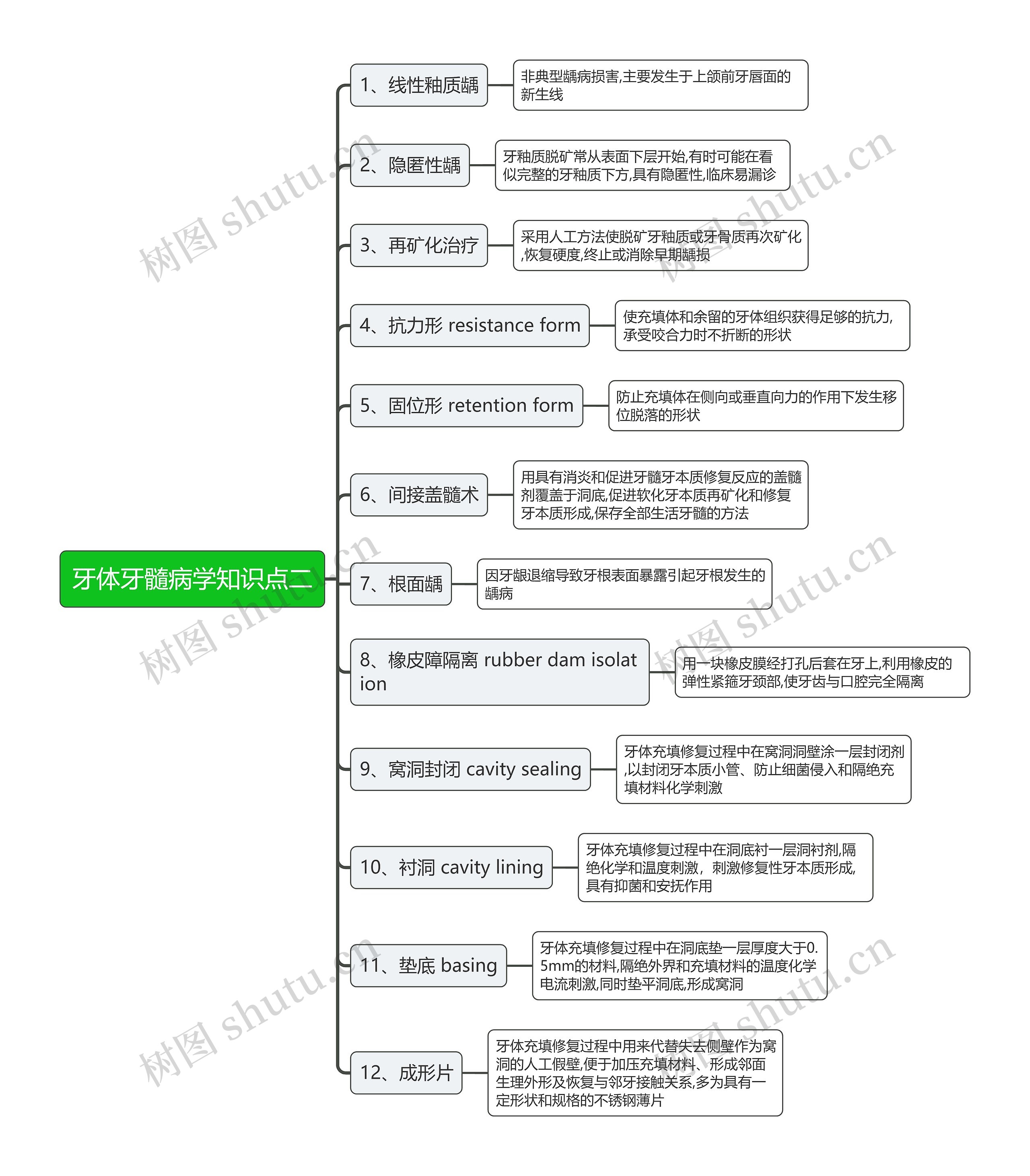 牙体牙髓病学知识点二思维导图