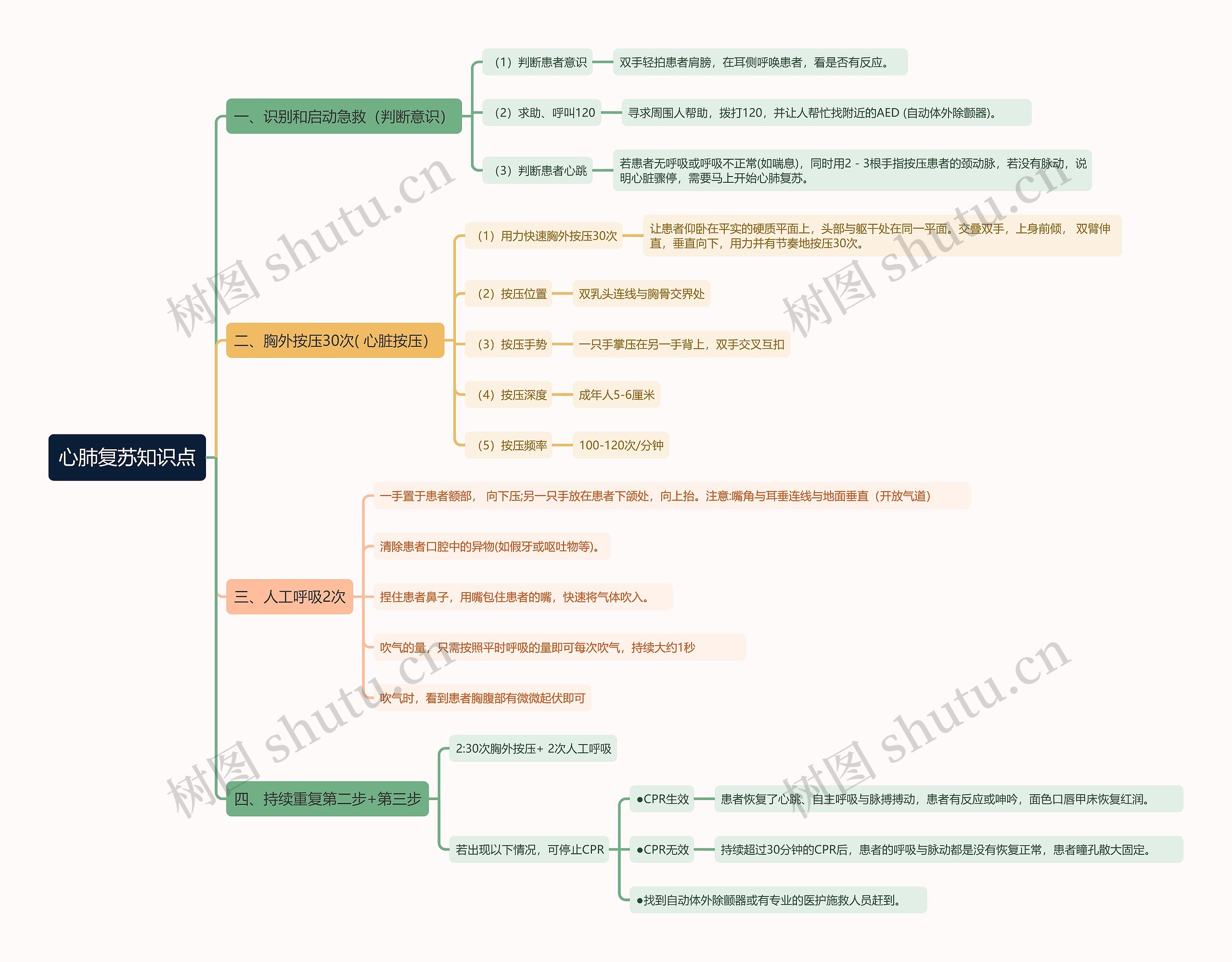 心肺复苏知识点思维导图