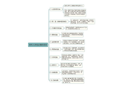 老年人体检必查的项目思维导图