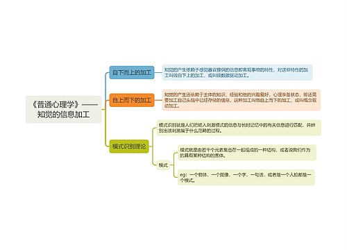 《普通心理学》——知觉的信息加工思维导图