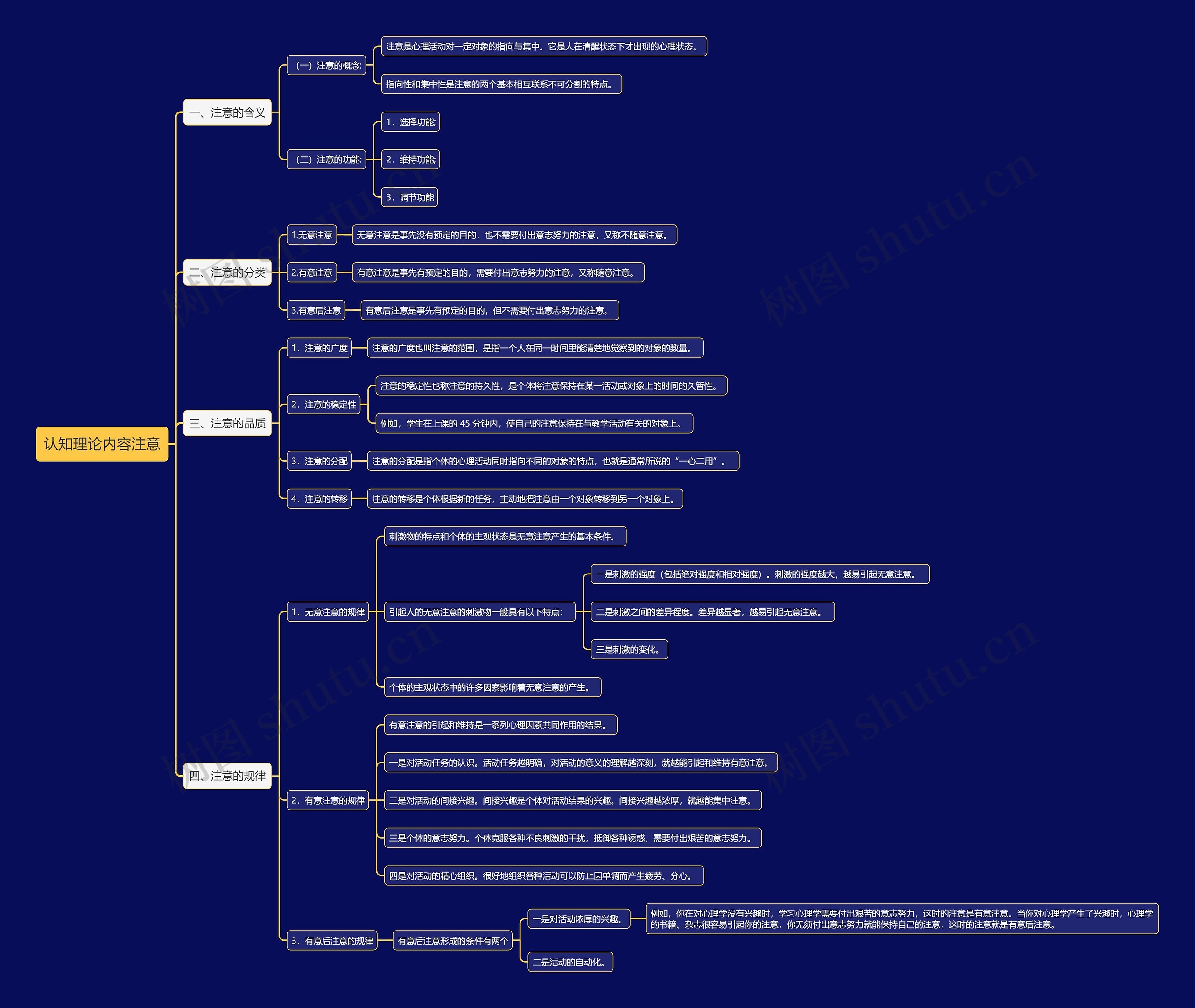 认知理论内容注意思维导图