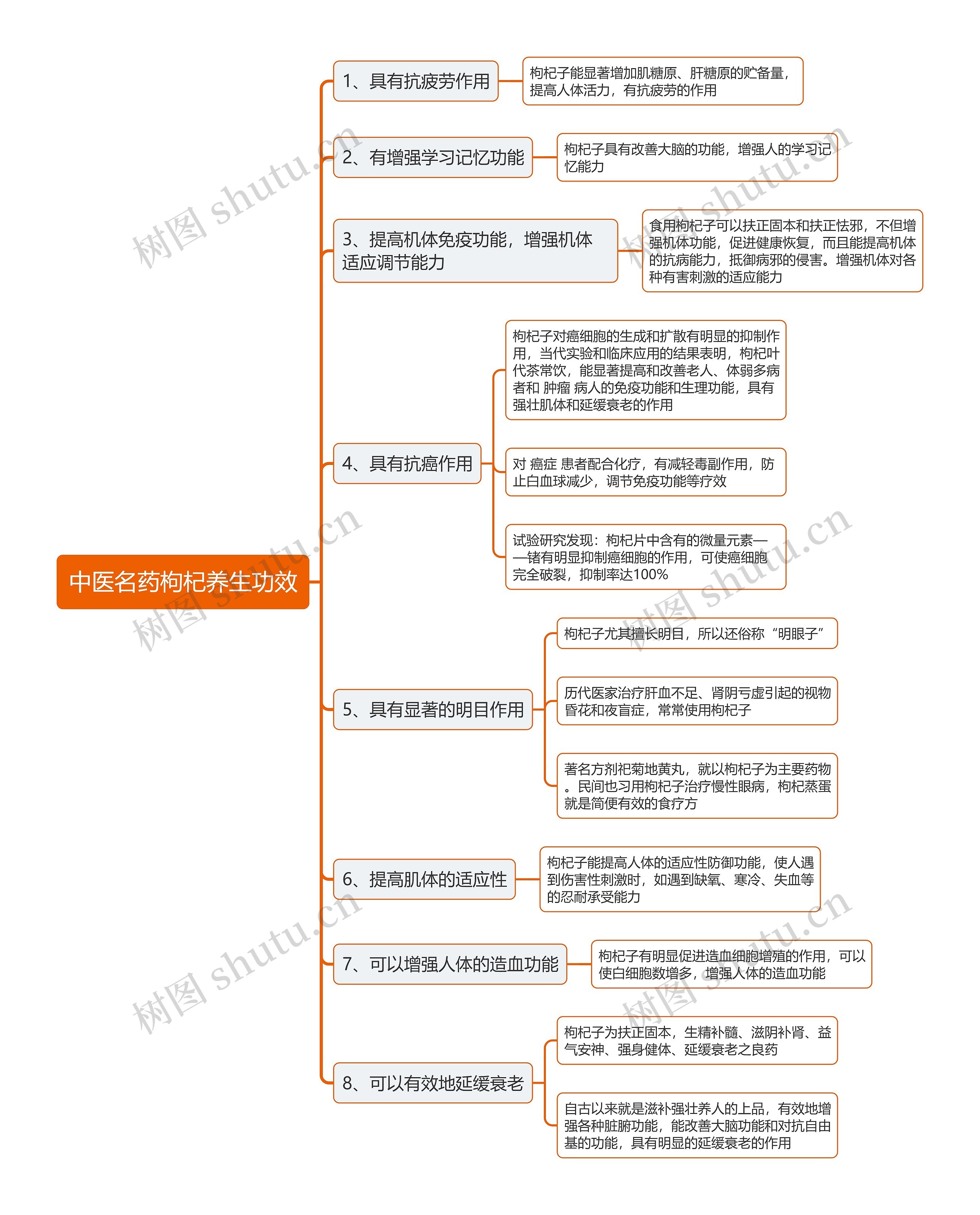 中医名药枸杞养生功效思维导图