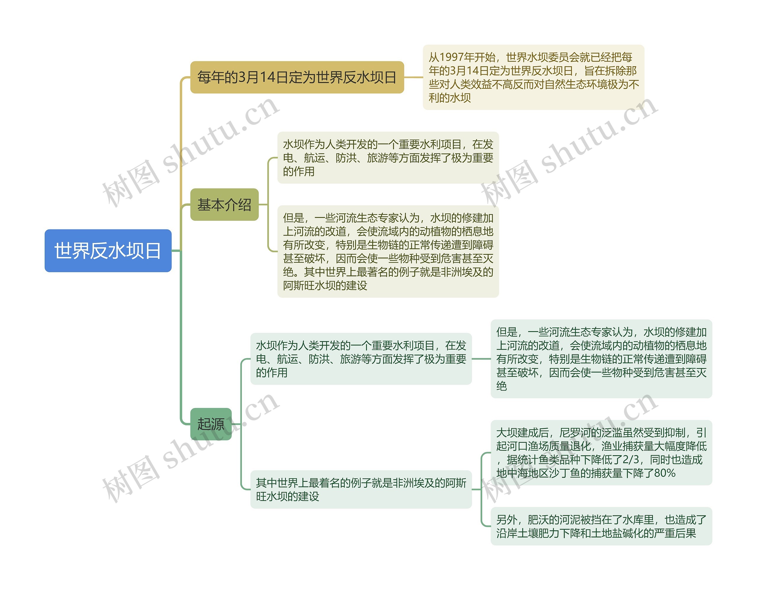 世界反水坝日思维导图高清图 世界反水坝日思维导图