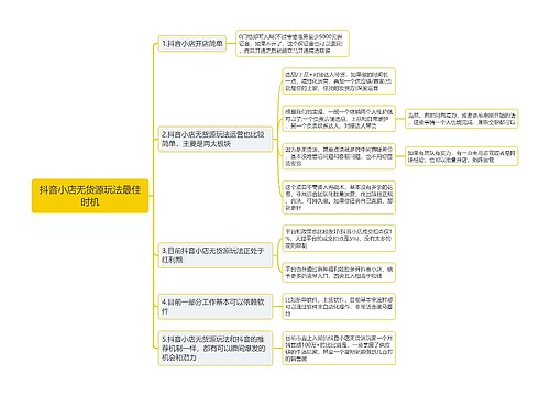 抖音小店无货源玩法最佳时机思维导图