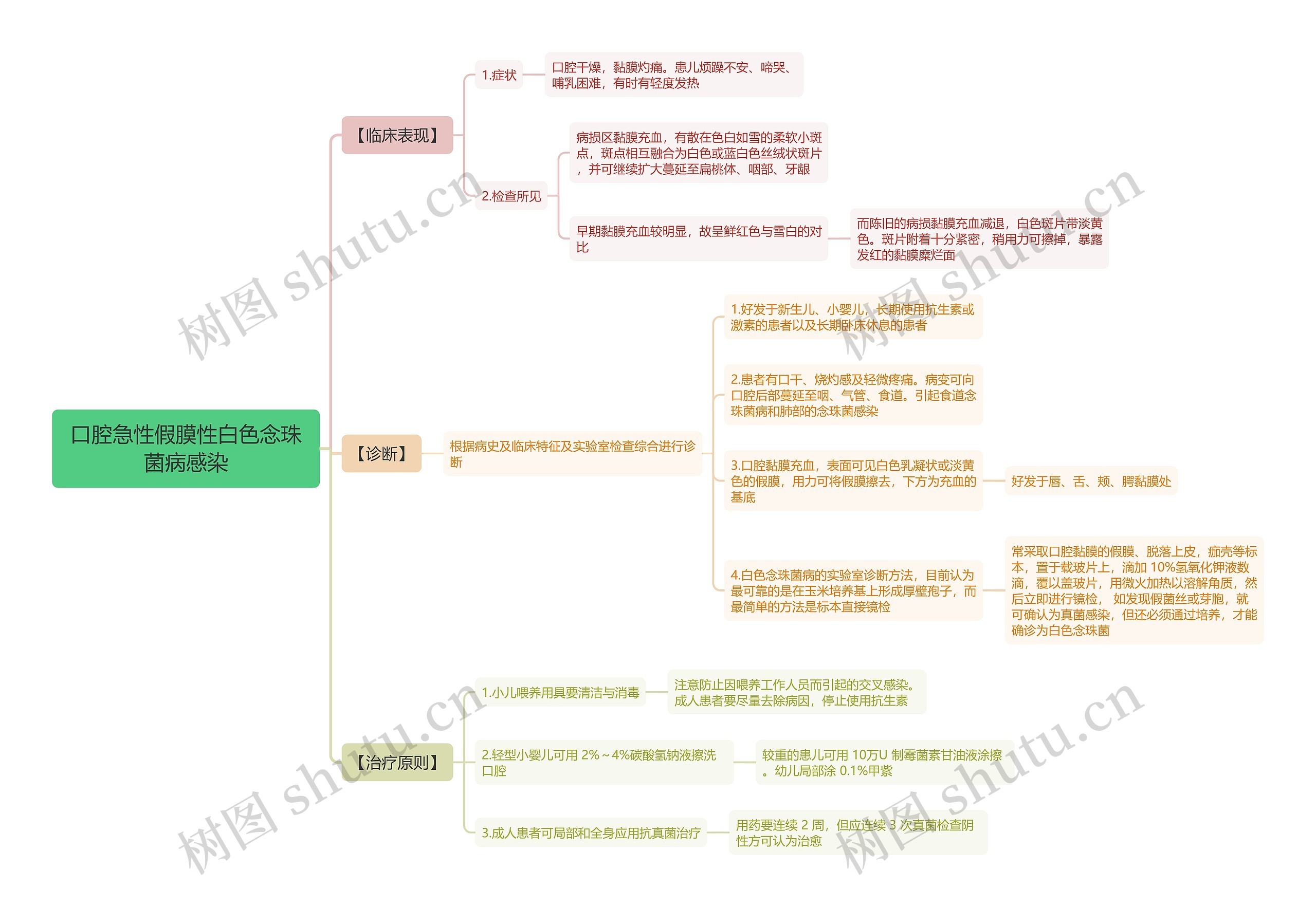 口腔急性假膜性白色念珠菌病感染思维导图 口腔急性假膜性白色念珠菌病感染思维导图