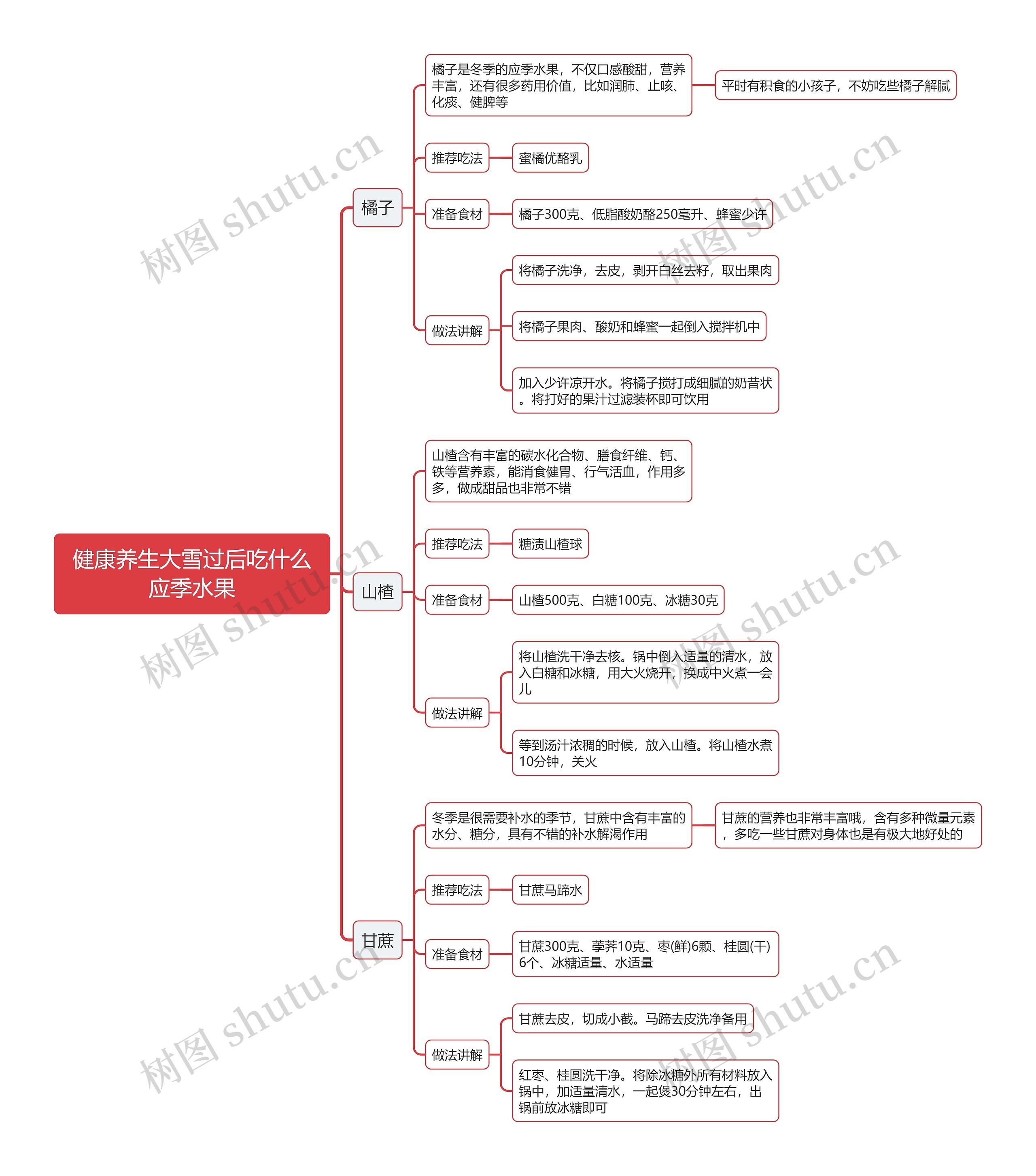 健康养生大雪过后吃什么应季水果思维导图