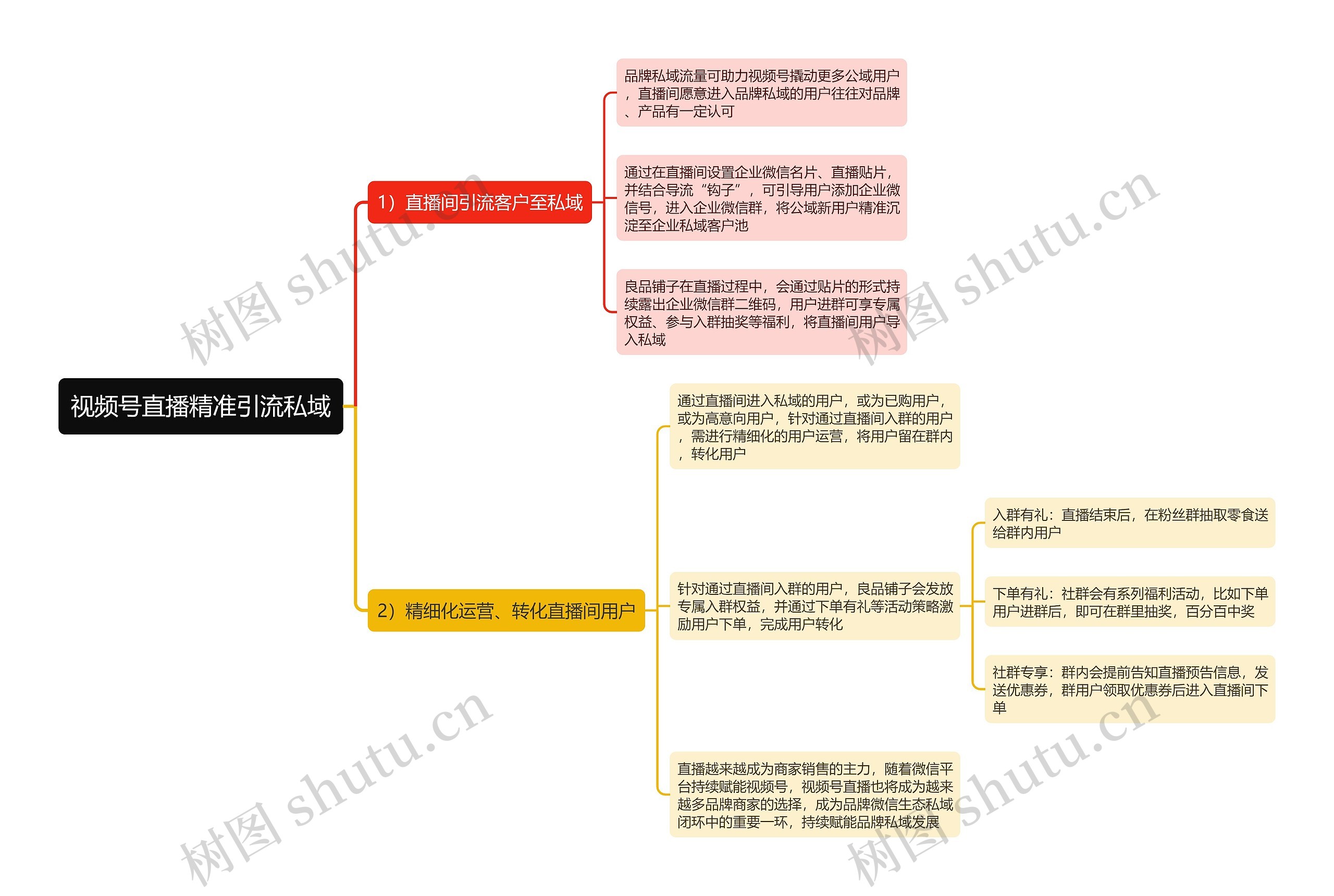 视频号直播精准引流私域思维导图