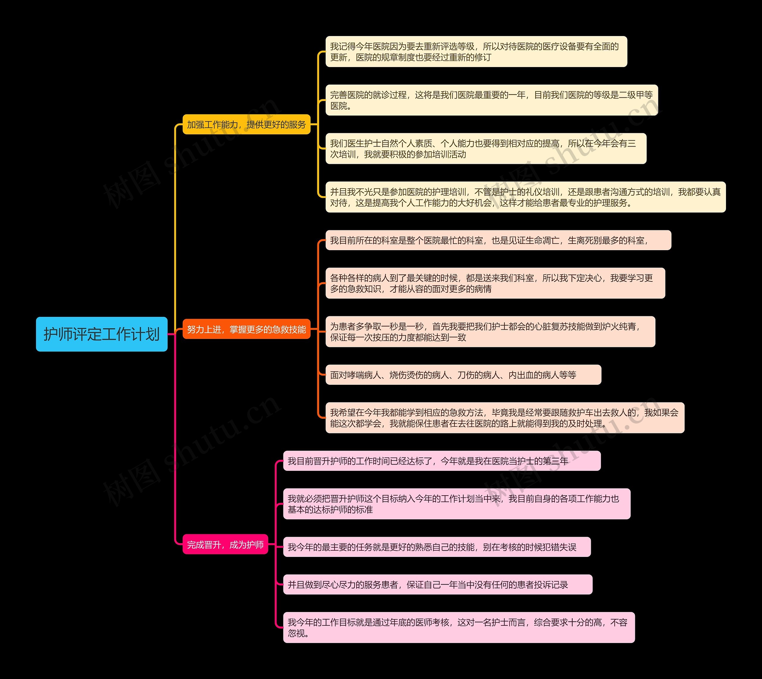 护师评定工作计划思维导图