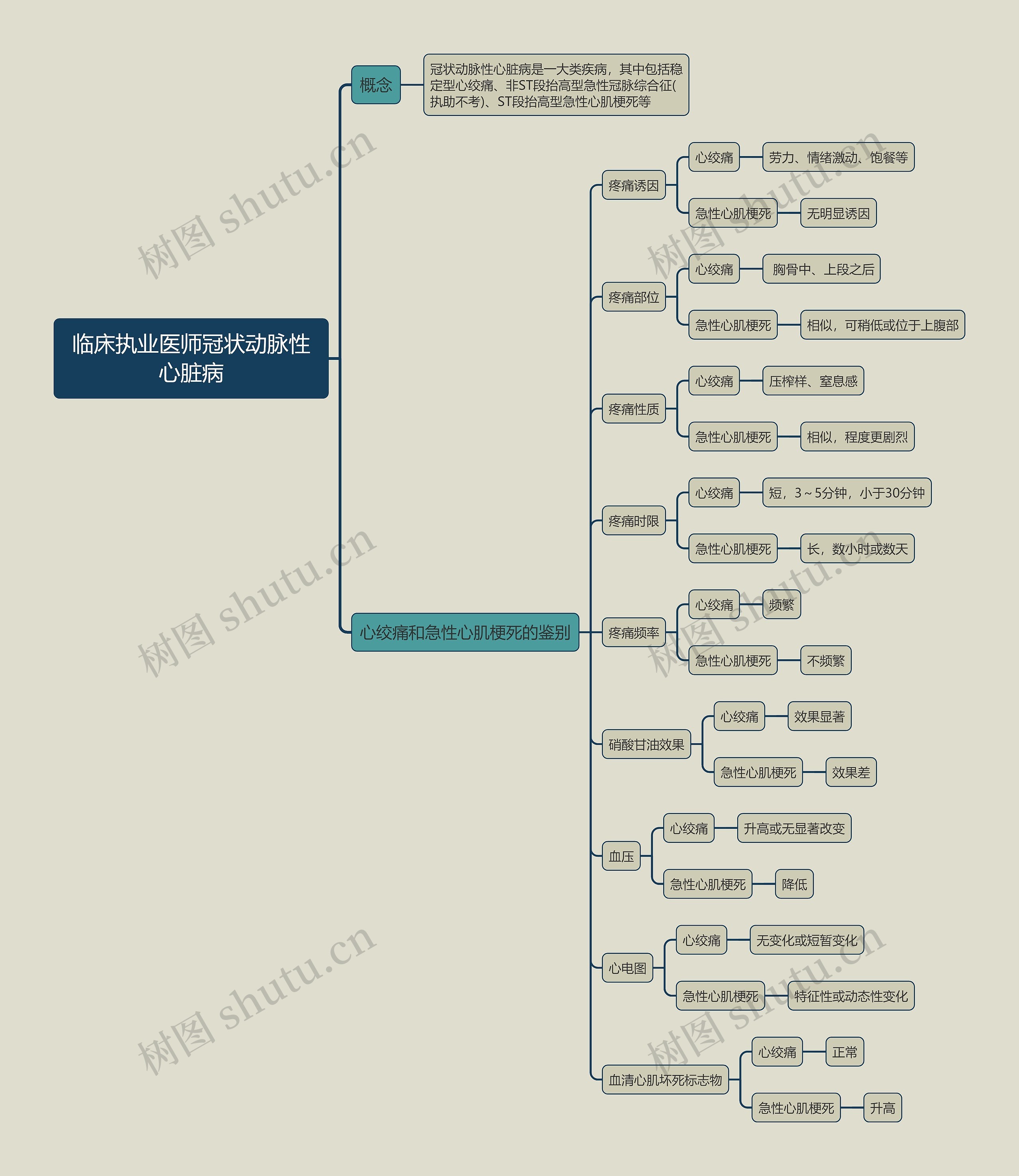 临床执业医师冠状动脉性心脏病思维导图