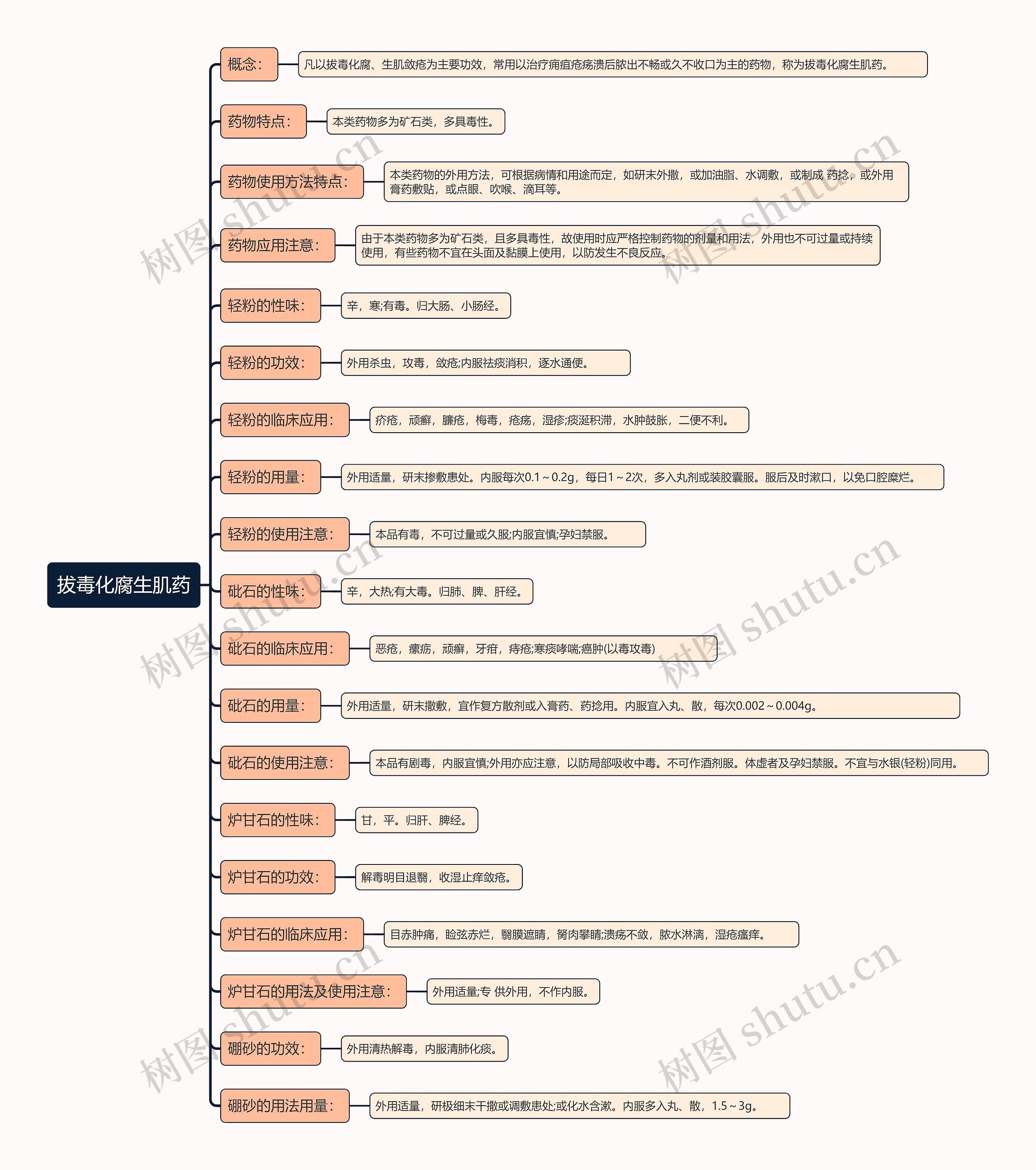 拔毒化腐生肌药知识点思维导图