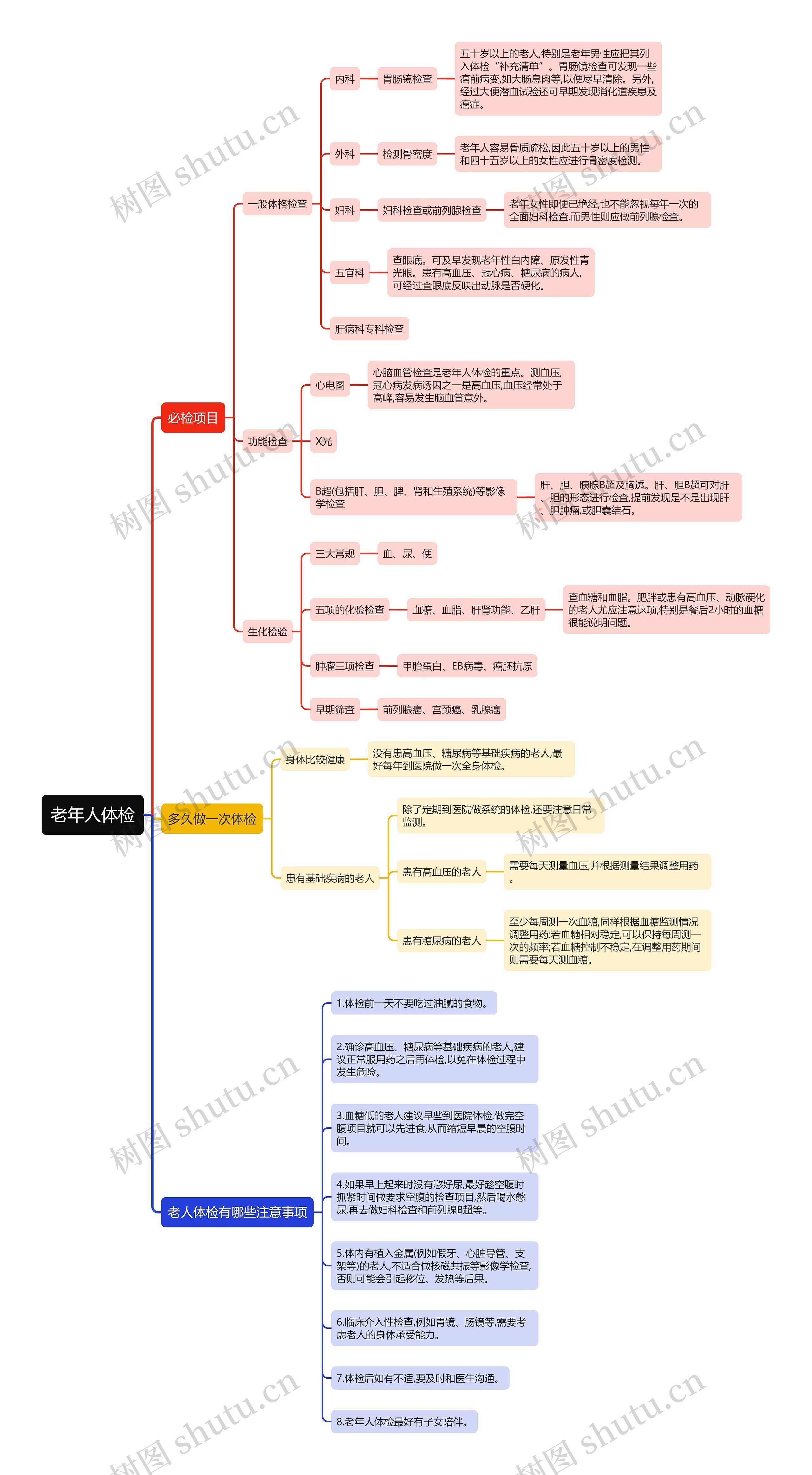 老年人体检思维导图