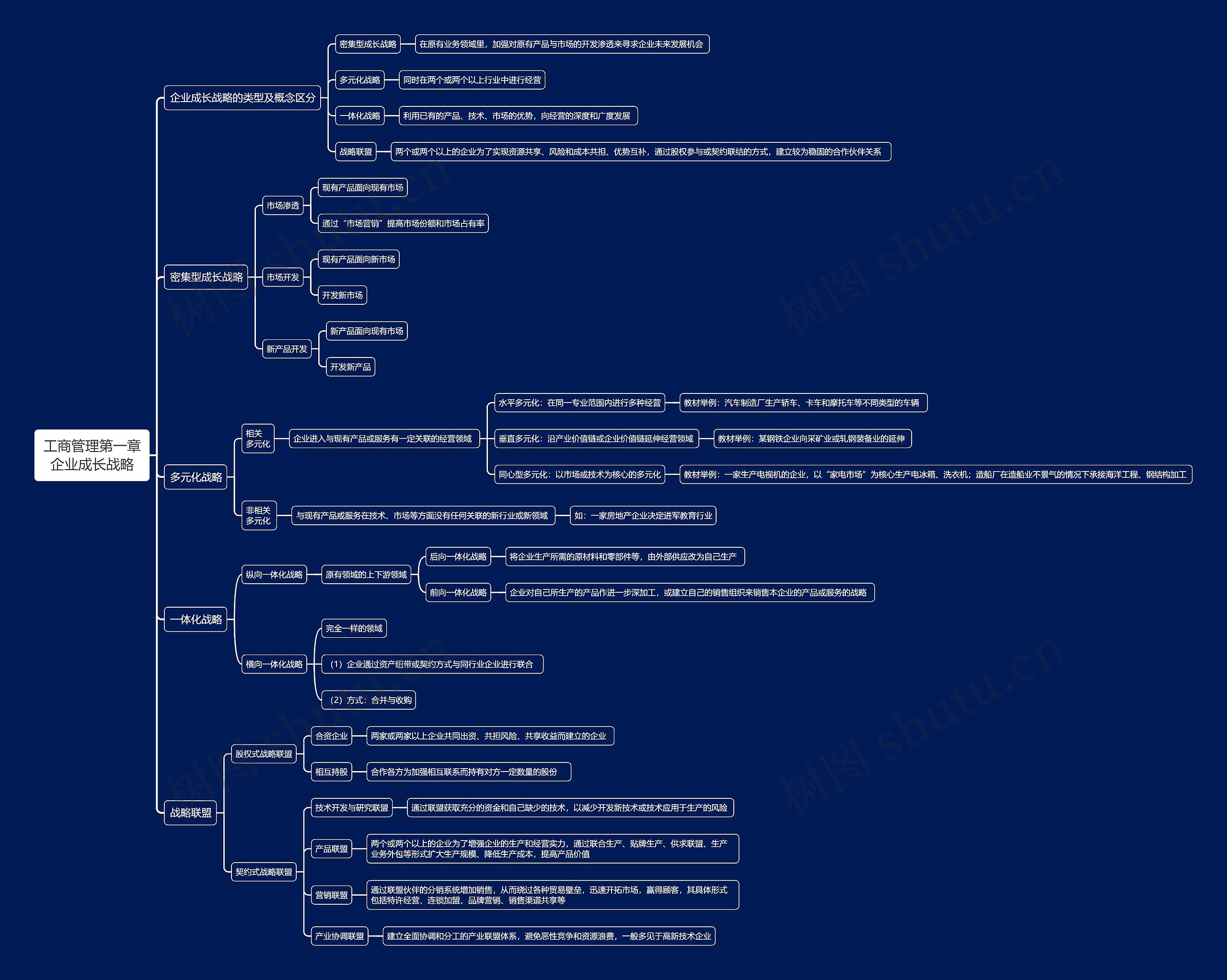 工商管理第一章企业成长战略思维导图