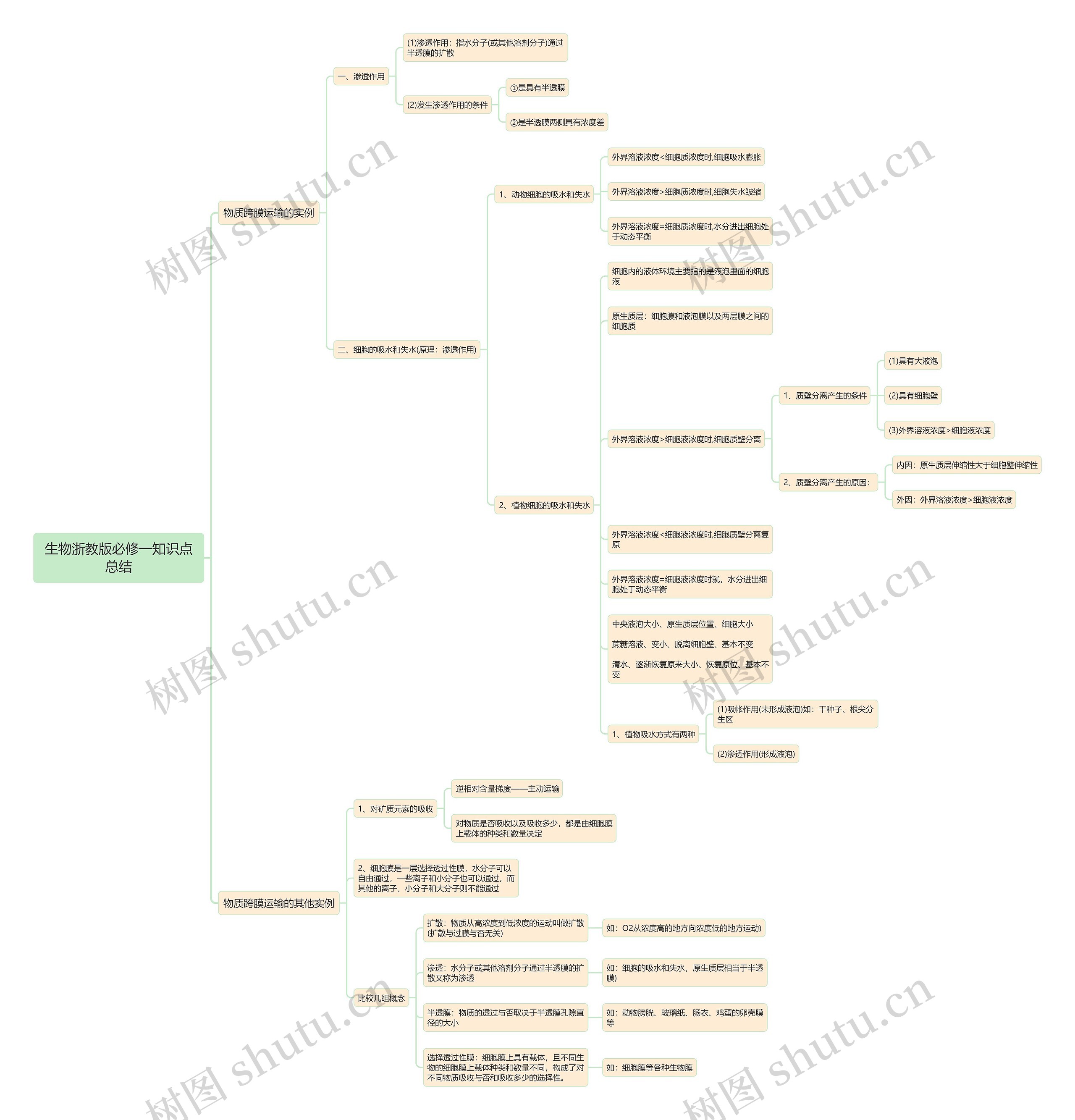 生物浙教版必修一知识点总结思维导图