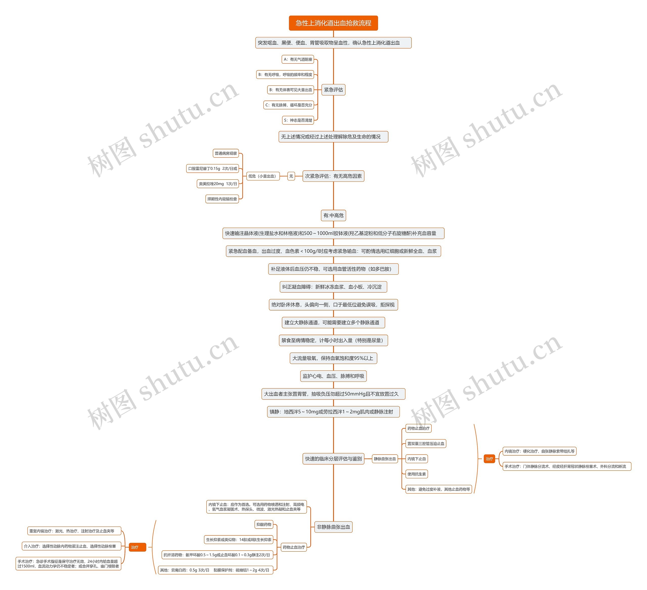 急性上消化道出血抢救流程思维导图