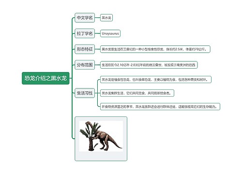 恐龙介绍之黑水龙思维导图