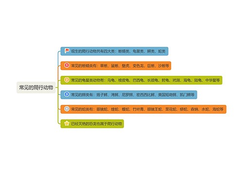 常见的爬行动物思维导图