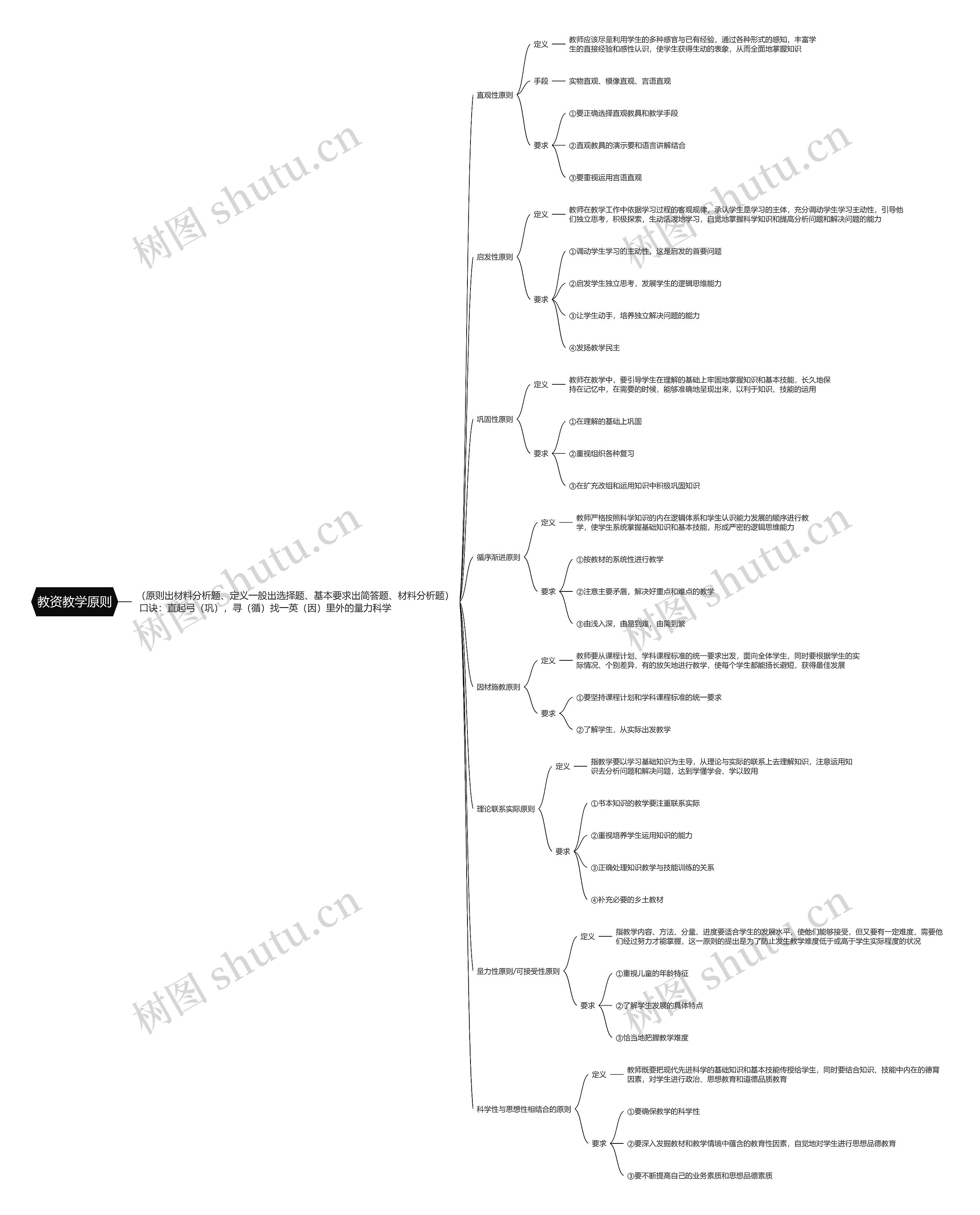 教资教学原则思维导图