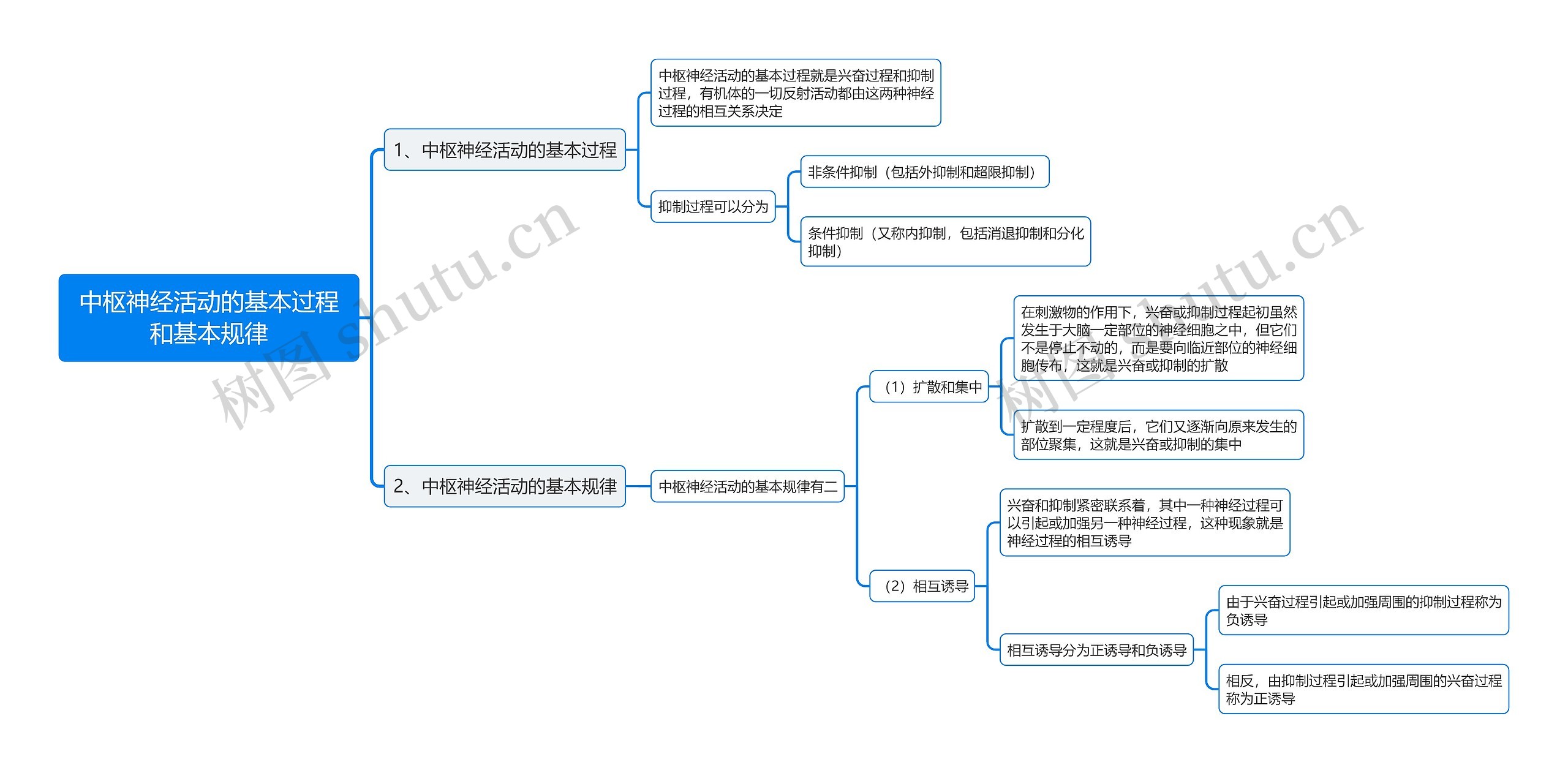 中枢神经活动的基本过程和基本规律思维导图