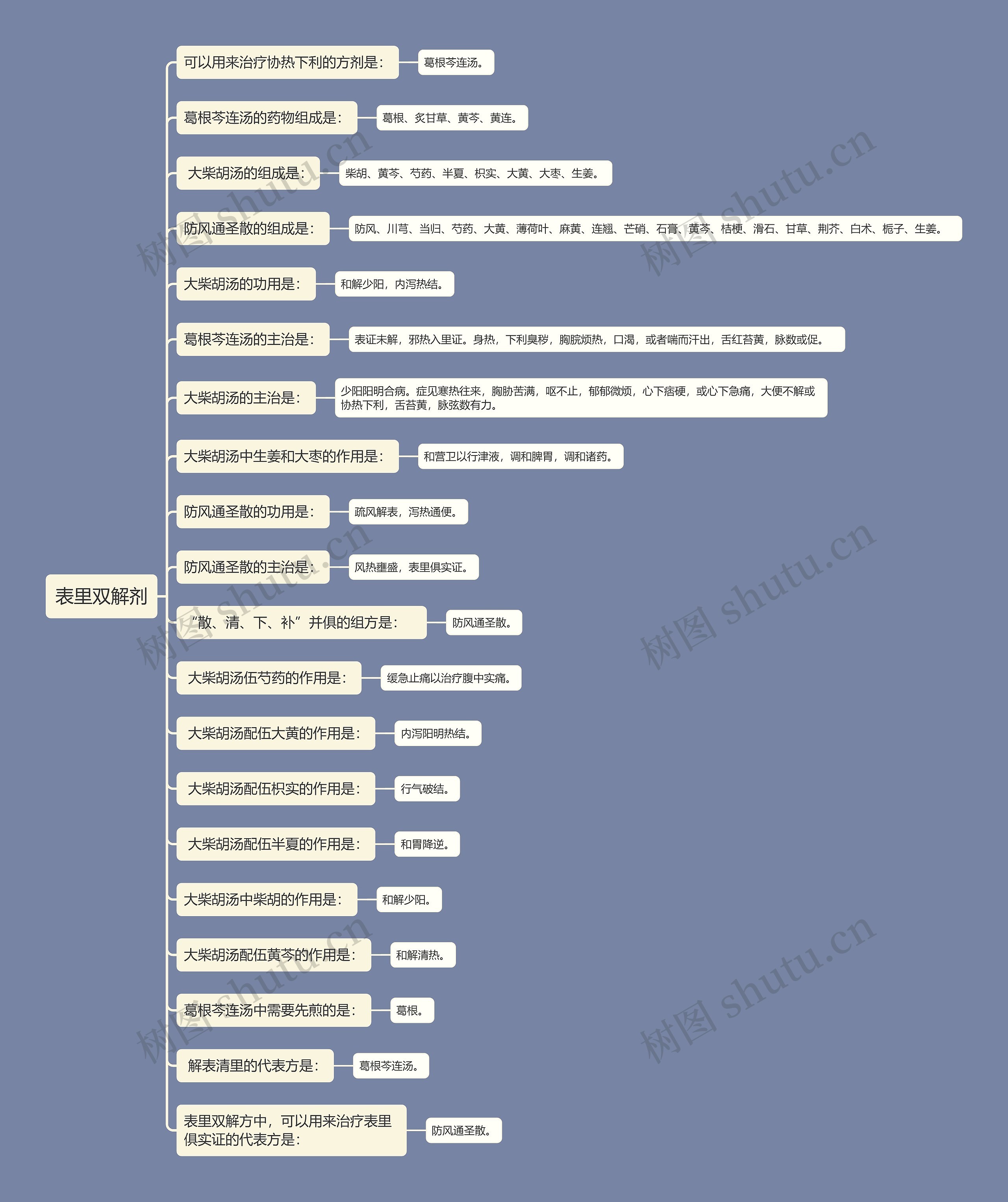 表里双解剂知识点思维导图