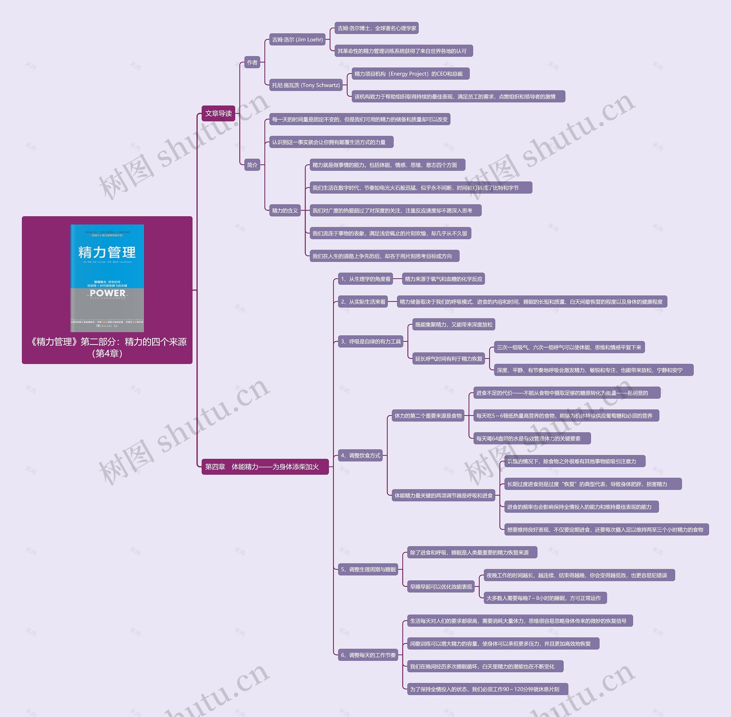 《精力管理》第二部分:精力的四个来源(第4章)思维导图高清图 《精力管理》第二部分:精力的四个来源(第4章)思维导图