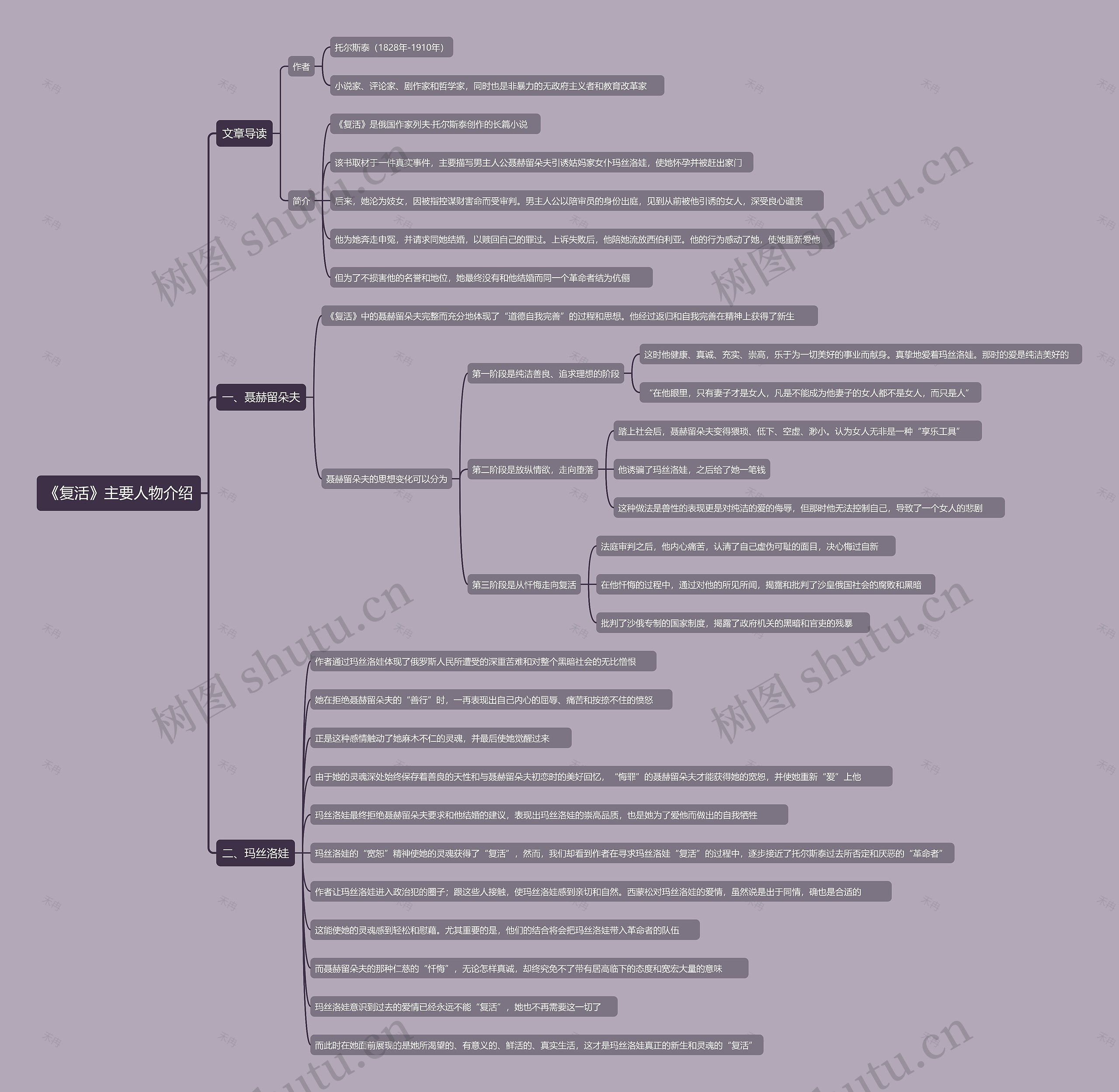 《复活》主要人物介绍思维导图高清图 《复活》主要人物介绍思维导图
