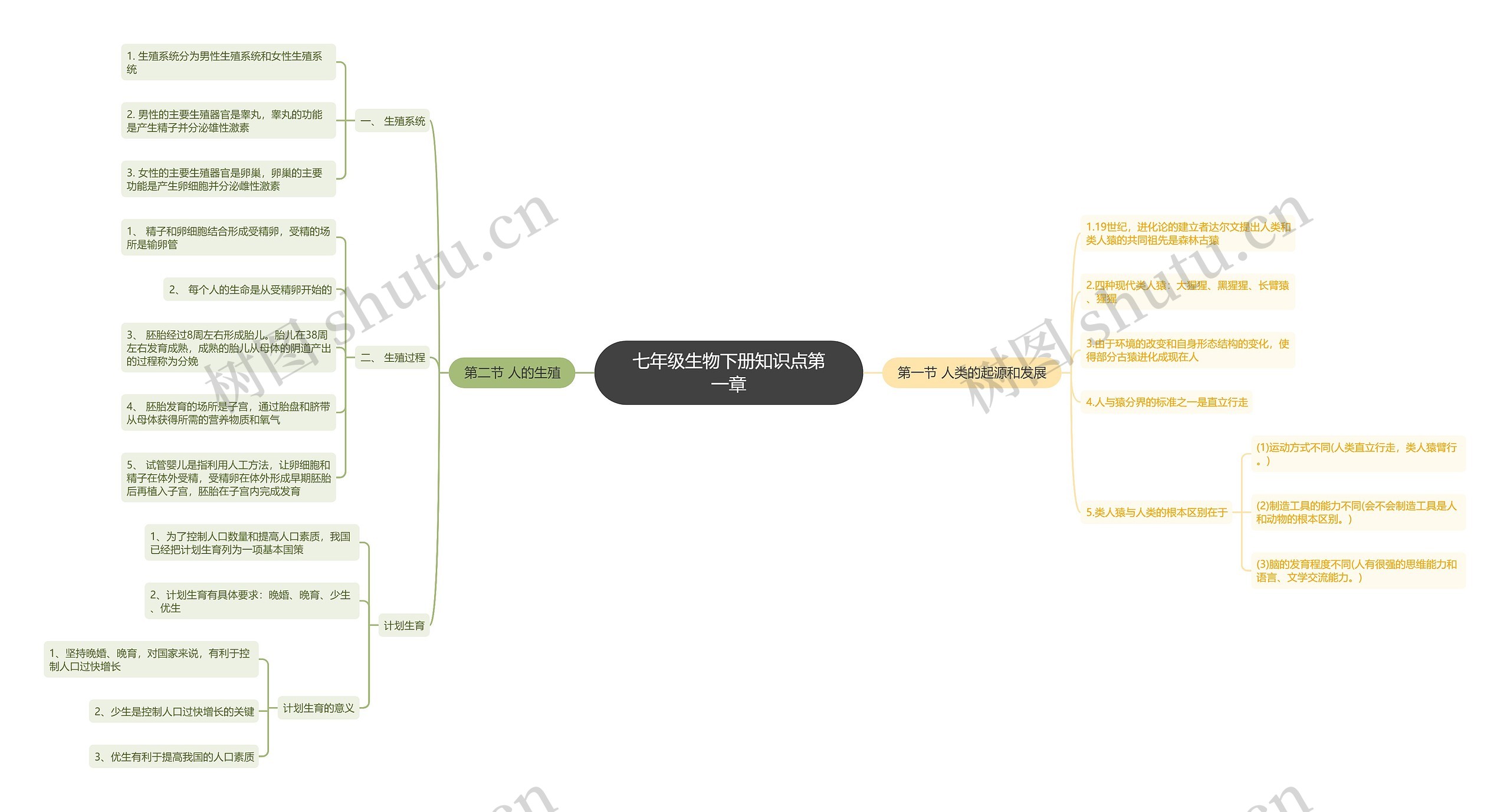 生物七年级下册第一章思维导图