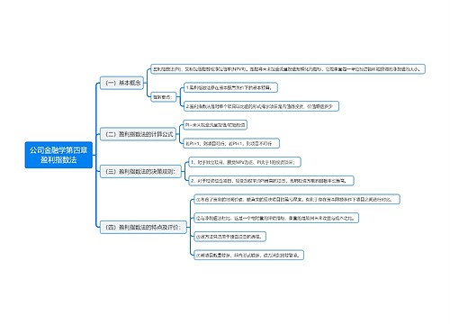 公司金融学第四章盈利指数法思维导图