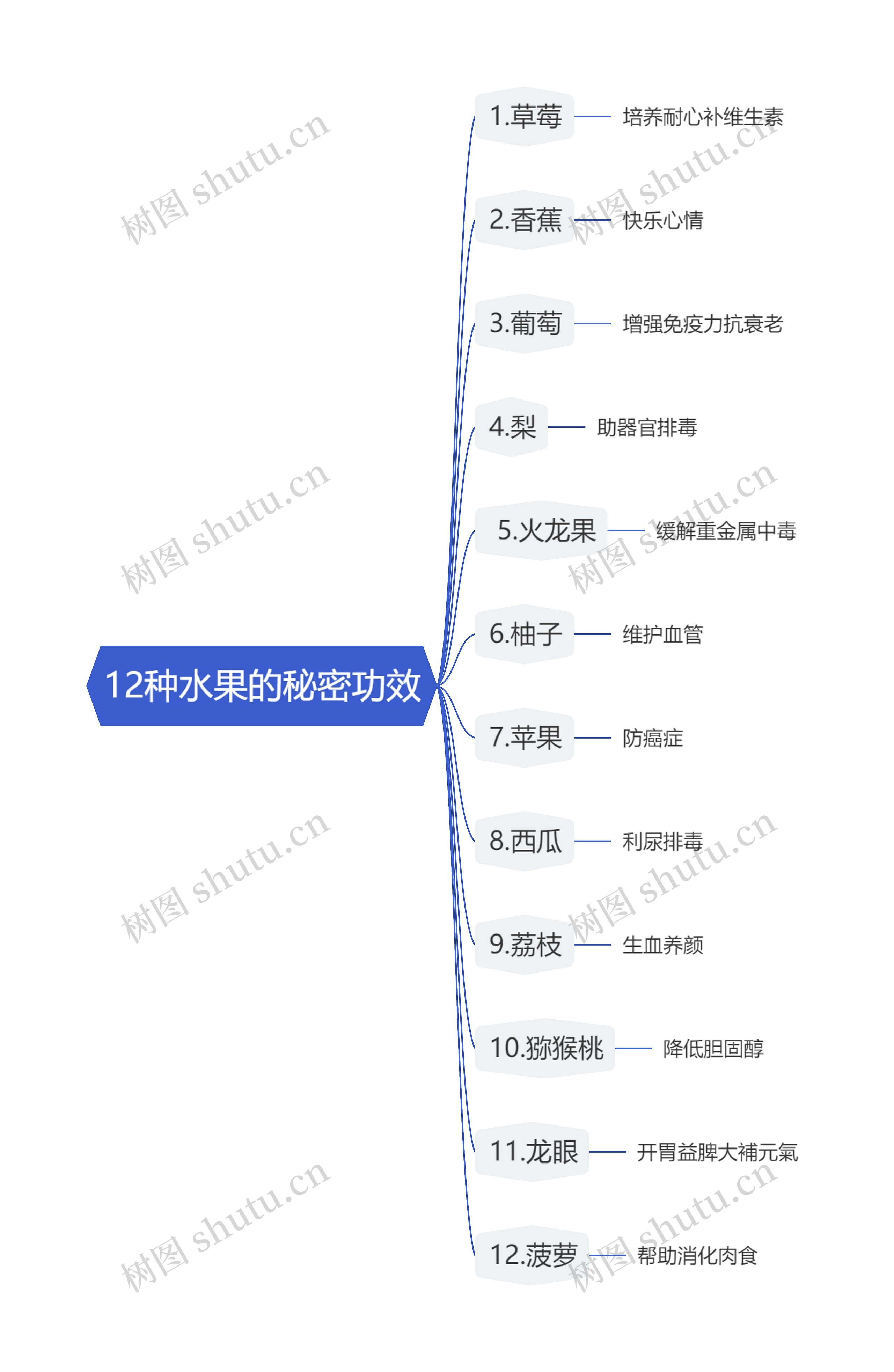 12种水果的秘密功效思维导图