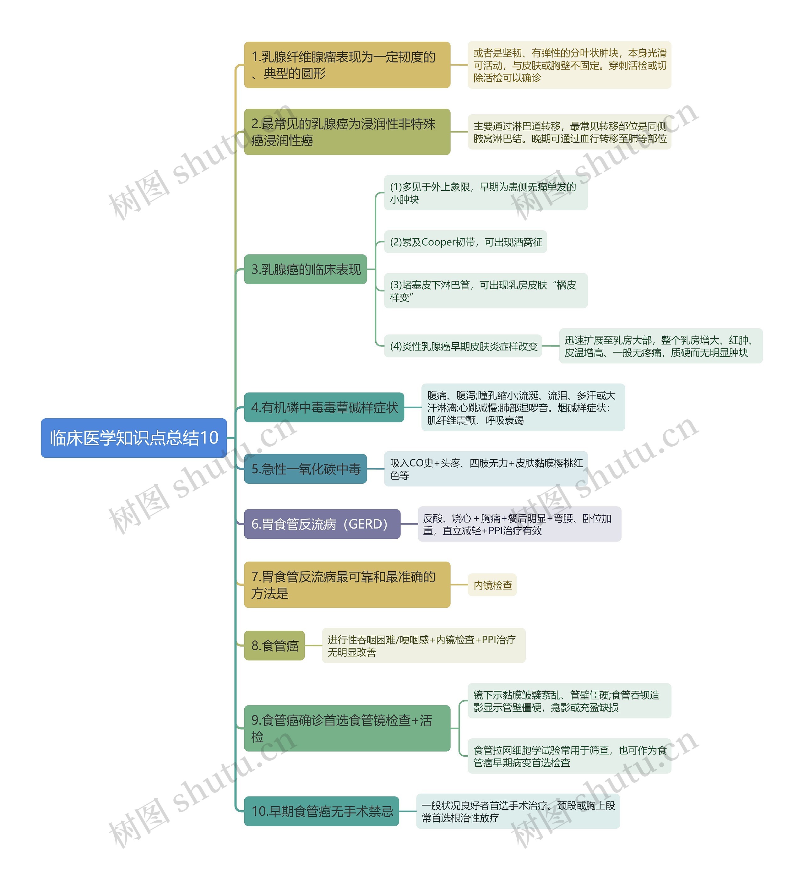 临床医学知识点总结10思维导图