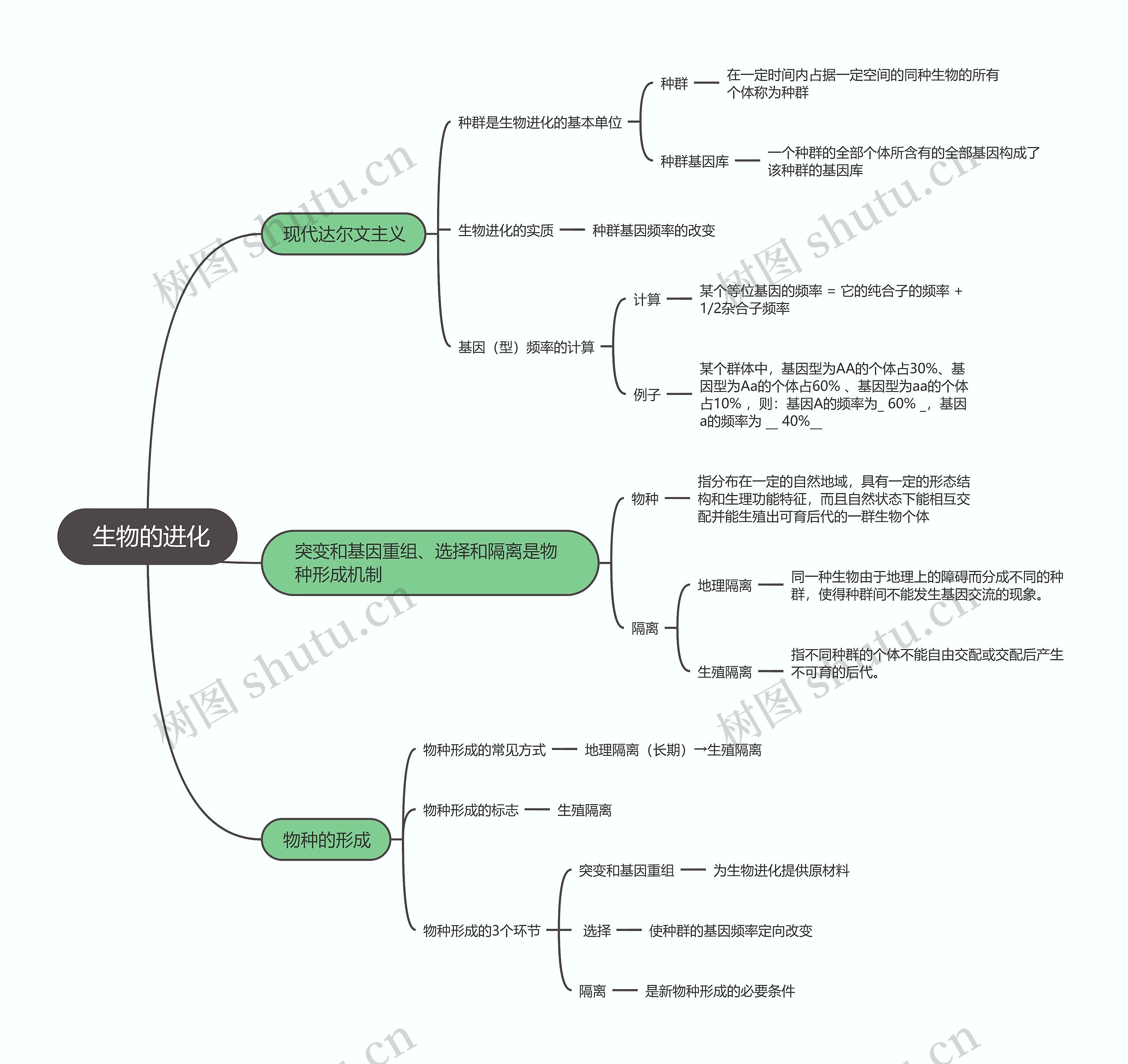 生物必修二 生物的进化思维导图高清图 生物必修二 生物的进化思维导图