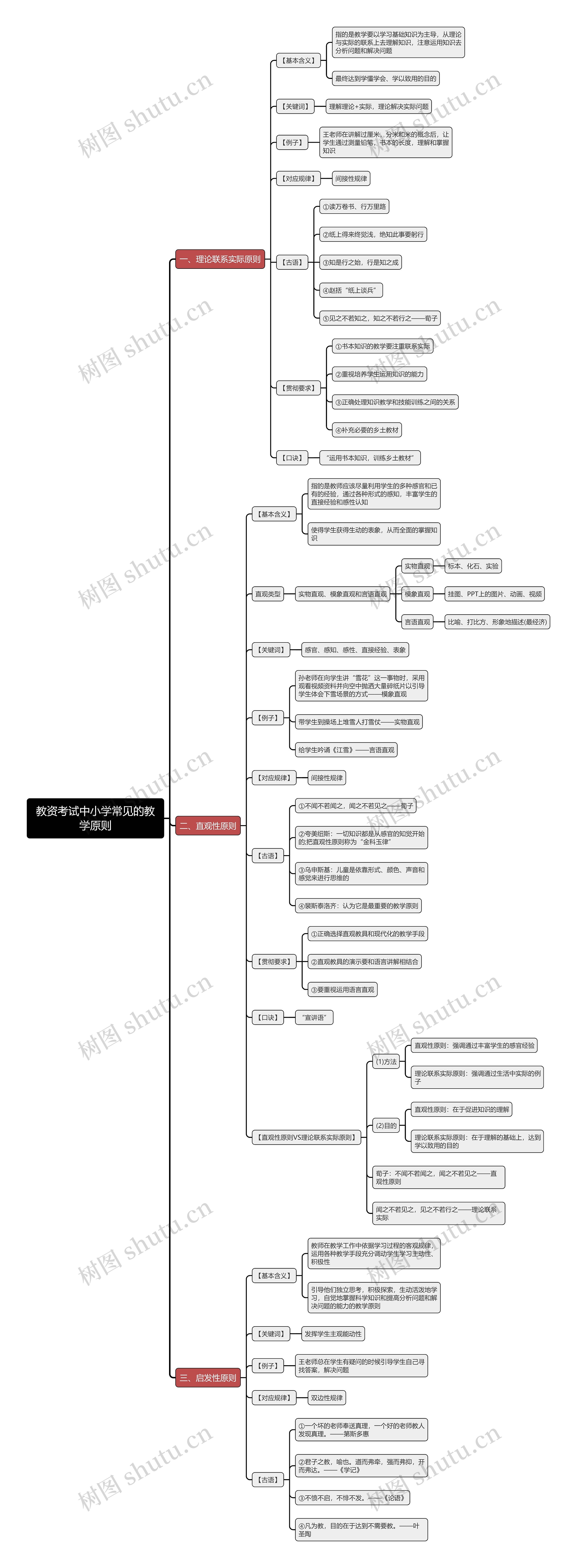 教资考试中小学常见的教学原则思维导图