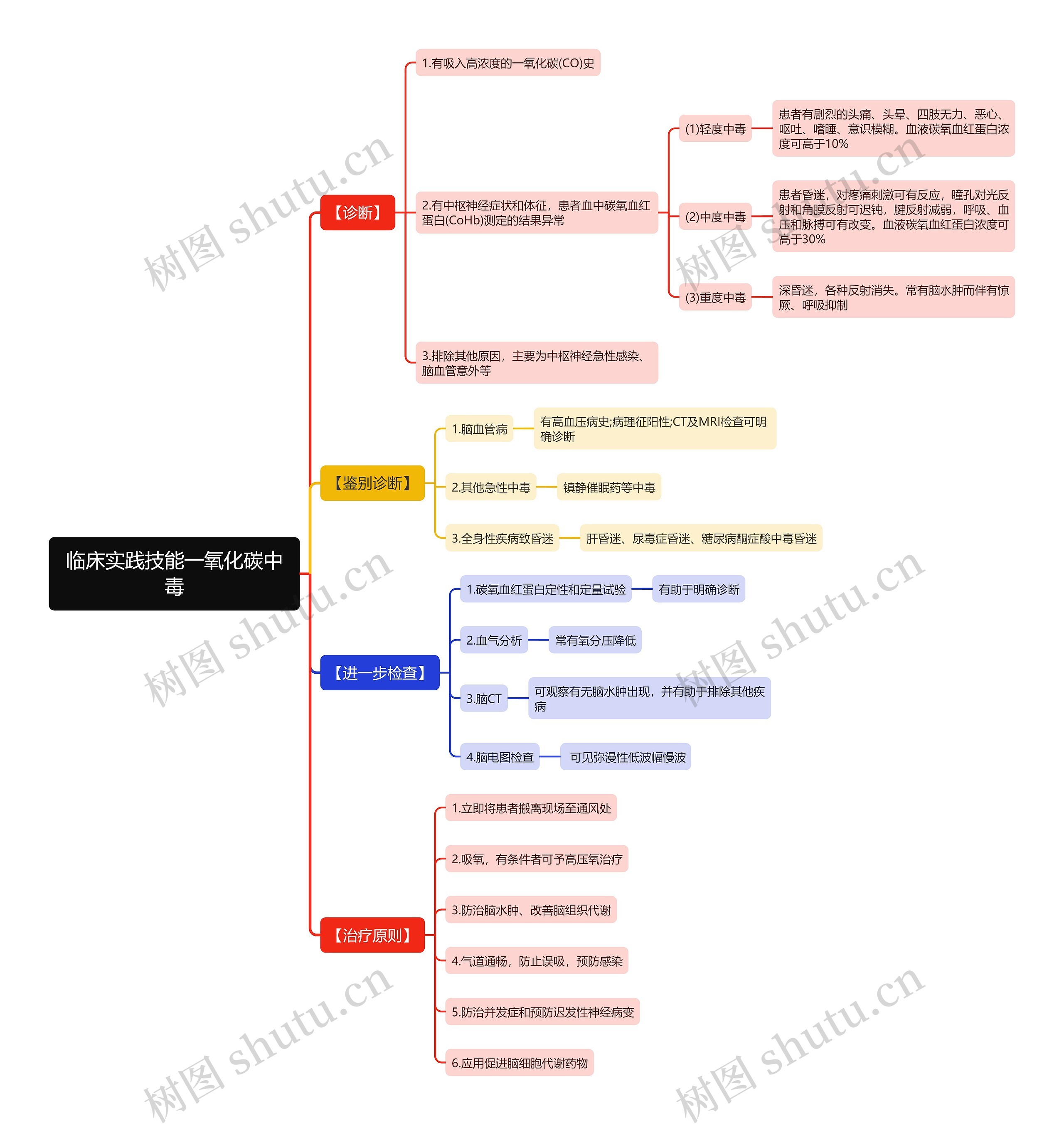 临床实践技能一氧化碳中毒思维导图 临床实践技能一氧化碳中毒思维导图